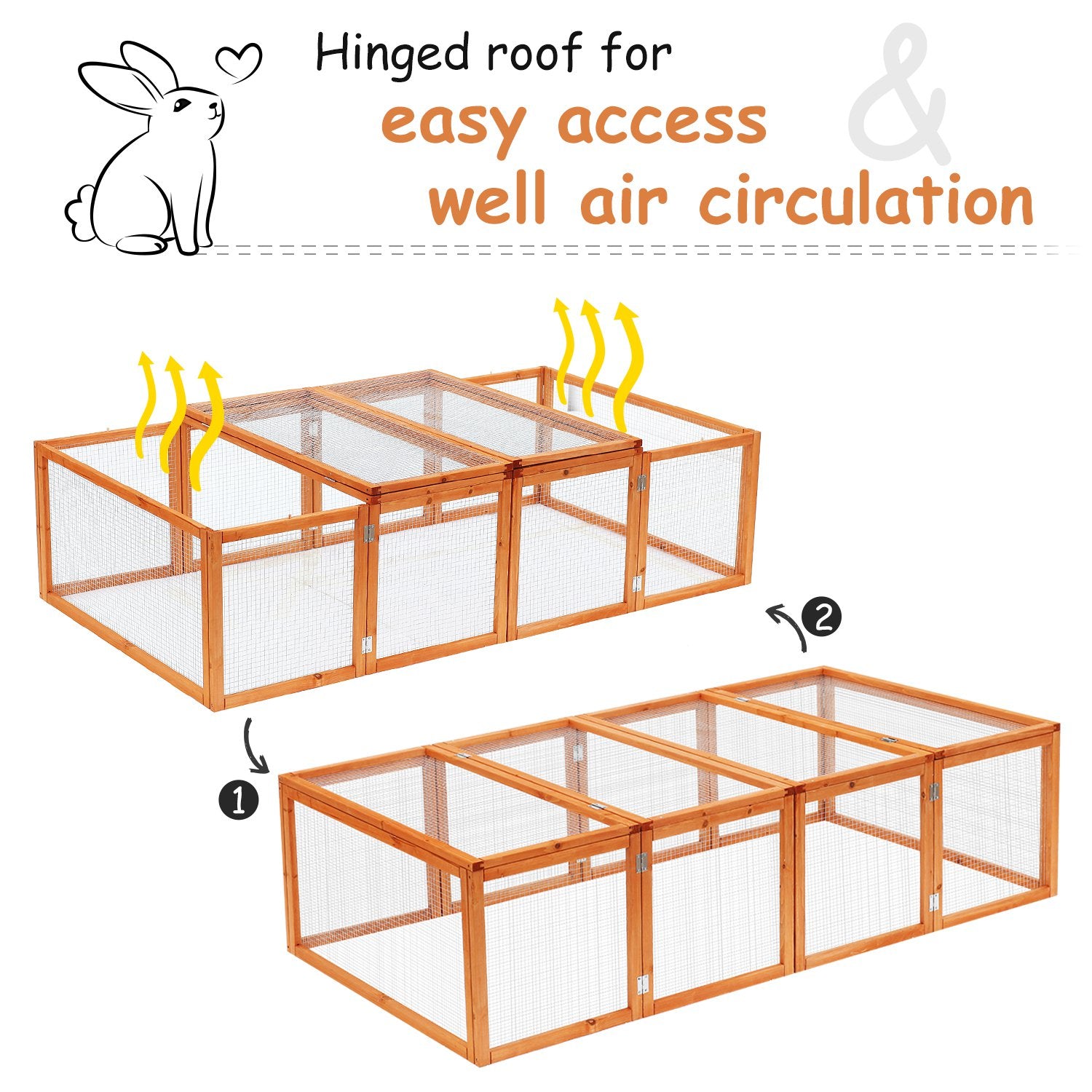 Pawhut Guinea Pigs Hutches W/ Mesh Wire, 181Lx100Wx 48H cm-Wood - North Peak Garden Furniture