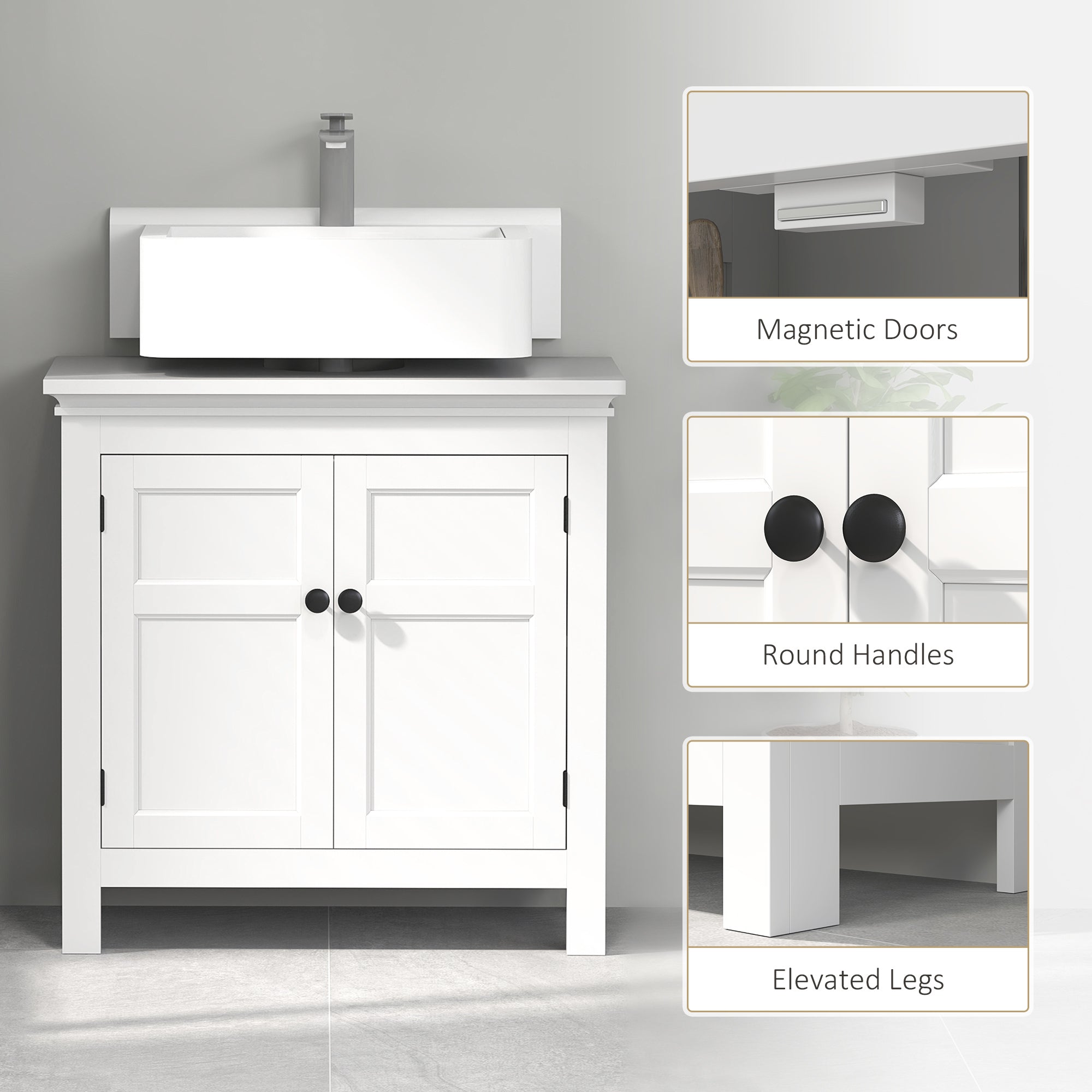 HOMCOM 15 x 20cm 'U' Cut Out Bathroom Storage Cabinet - White - North Peak Garden Furniture