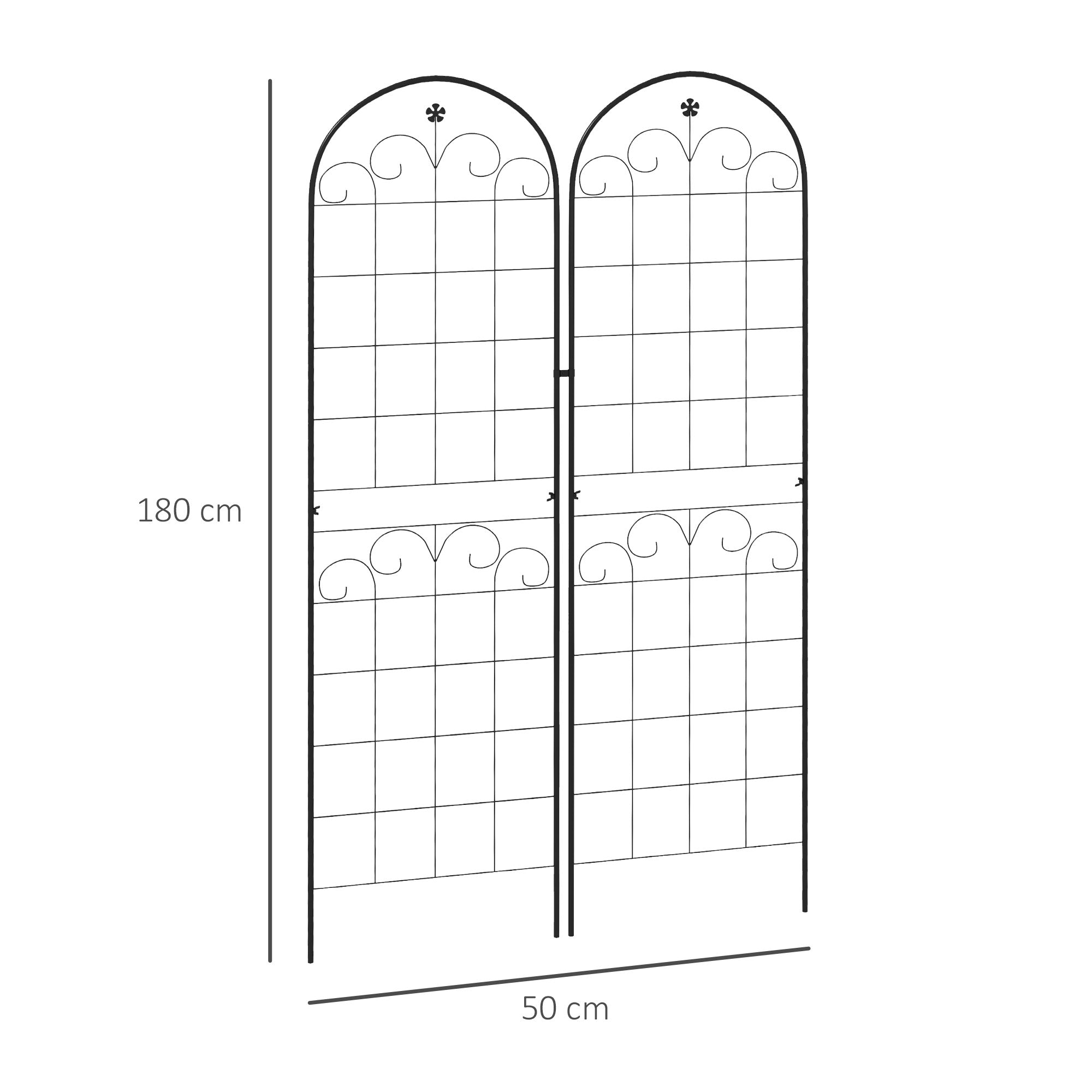 Outsunny Metal Trellis Set of 2, Garden Trellis for Climbing Plants Support Frames, Floral Design