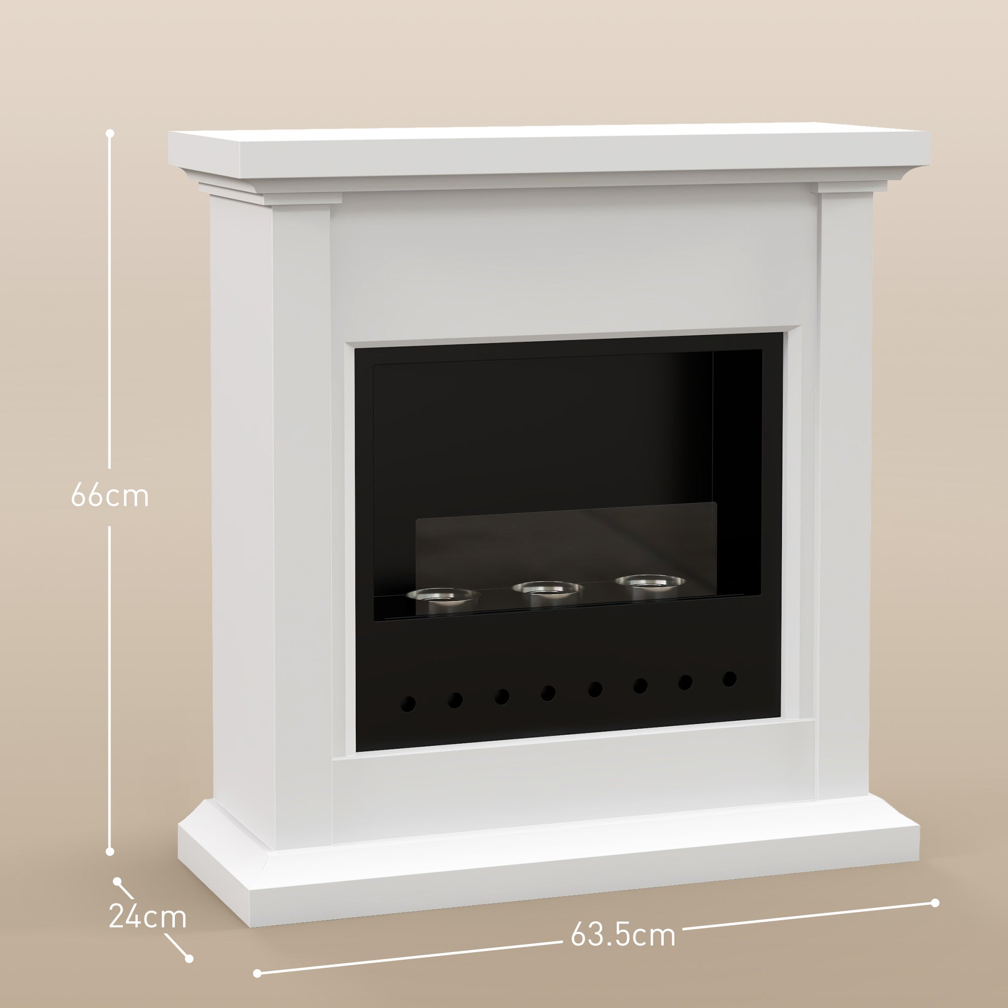 HOMCOM Bioethanol Fire Heater, with Mantelpiece - White