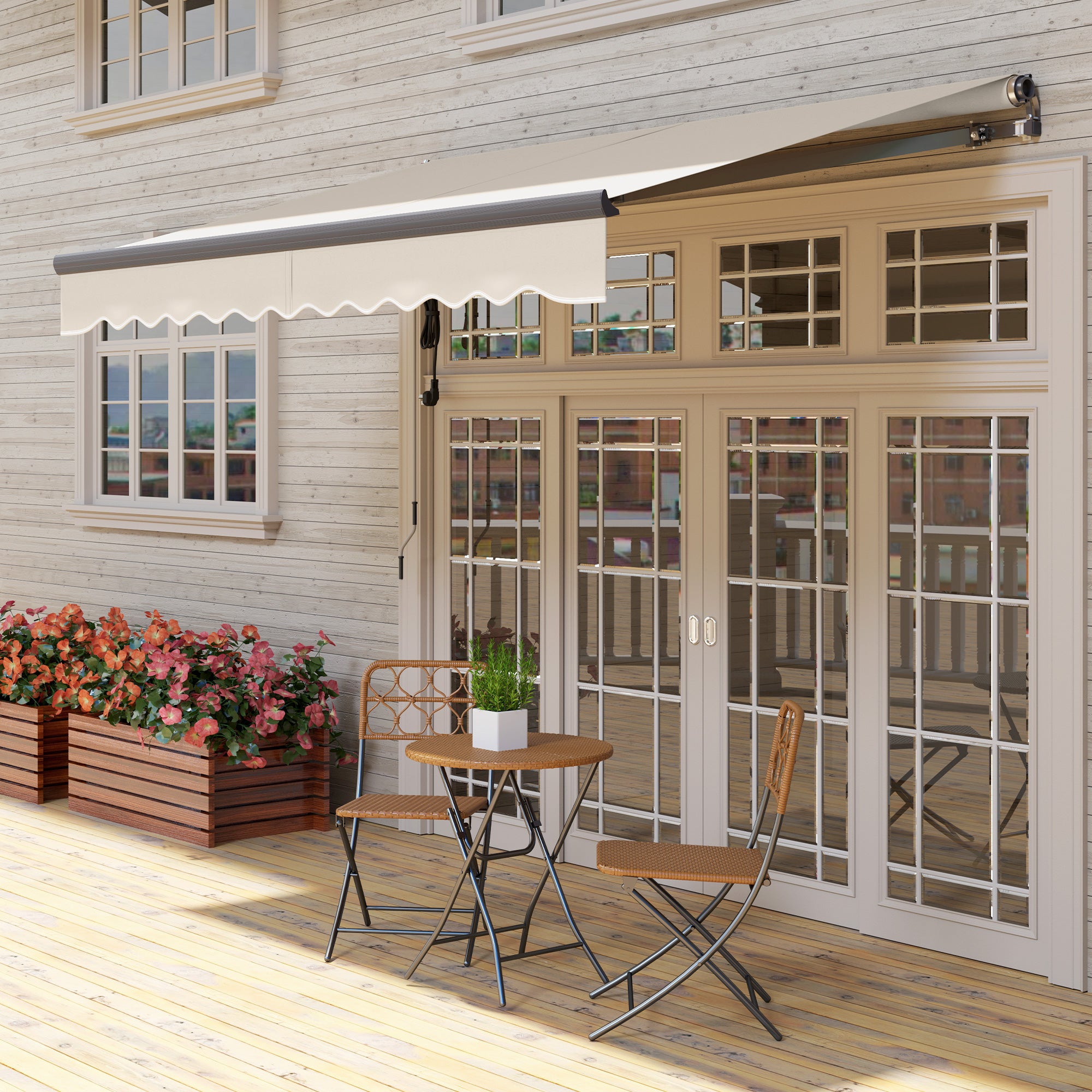 Outsunny 2.5 x 3m Electric/Manual Awning, with Remote - Beige - North Peak Garden Furniture