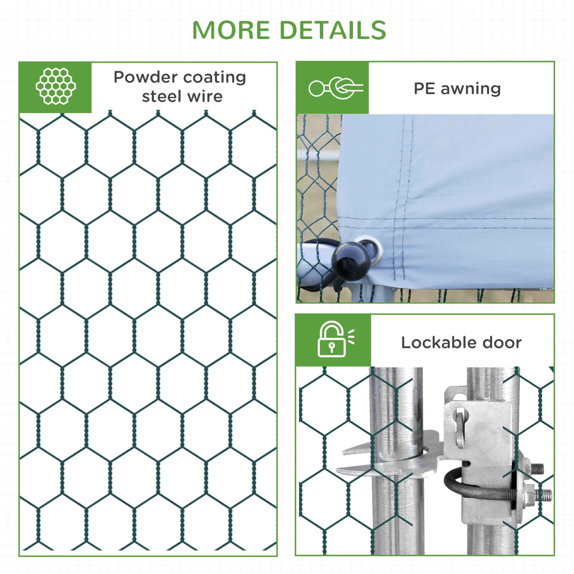 PawHut Galvanised Walk In Chicken Run w/ Cover 6 x 3 x 2m Silver - North Peak Garden Furniture