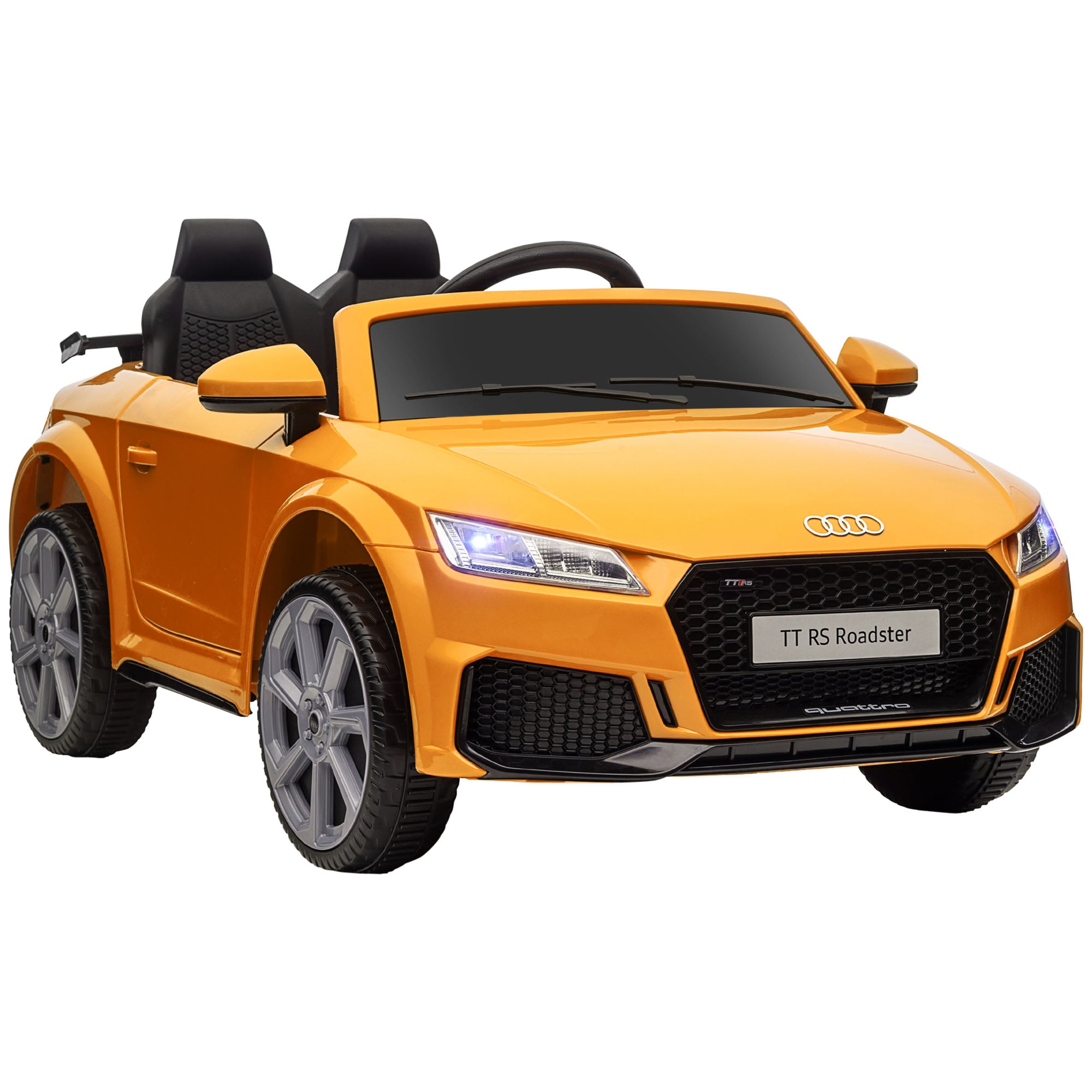 HOMCOM Kids Licensed Audi TT RS Ride-On Car 12V Battery w/ Remote Suspension Headlights and MP3 Player 3km/h Yellow - North Peak Garden Furniture