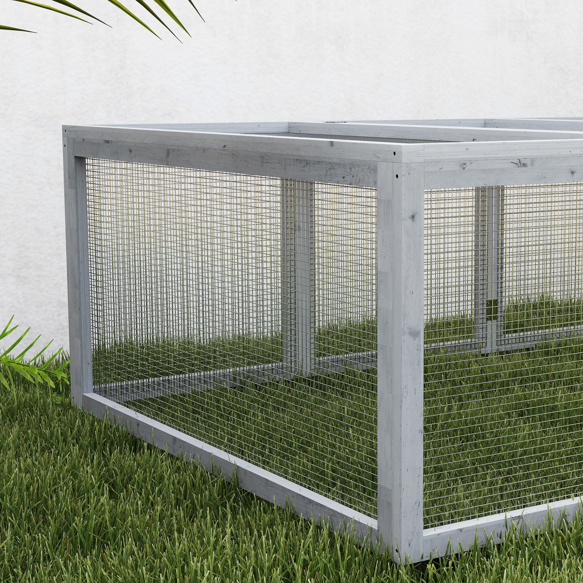 PawHut Wooden Rabbit Hutch Cage 6ft with Wire Mesh, Openable Roof, Play Space for Outdoor, Grey