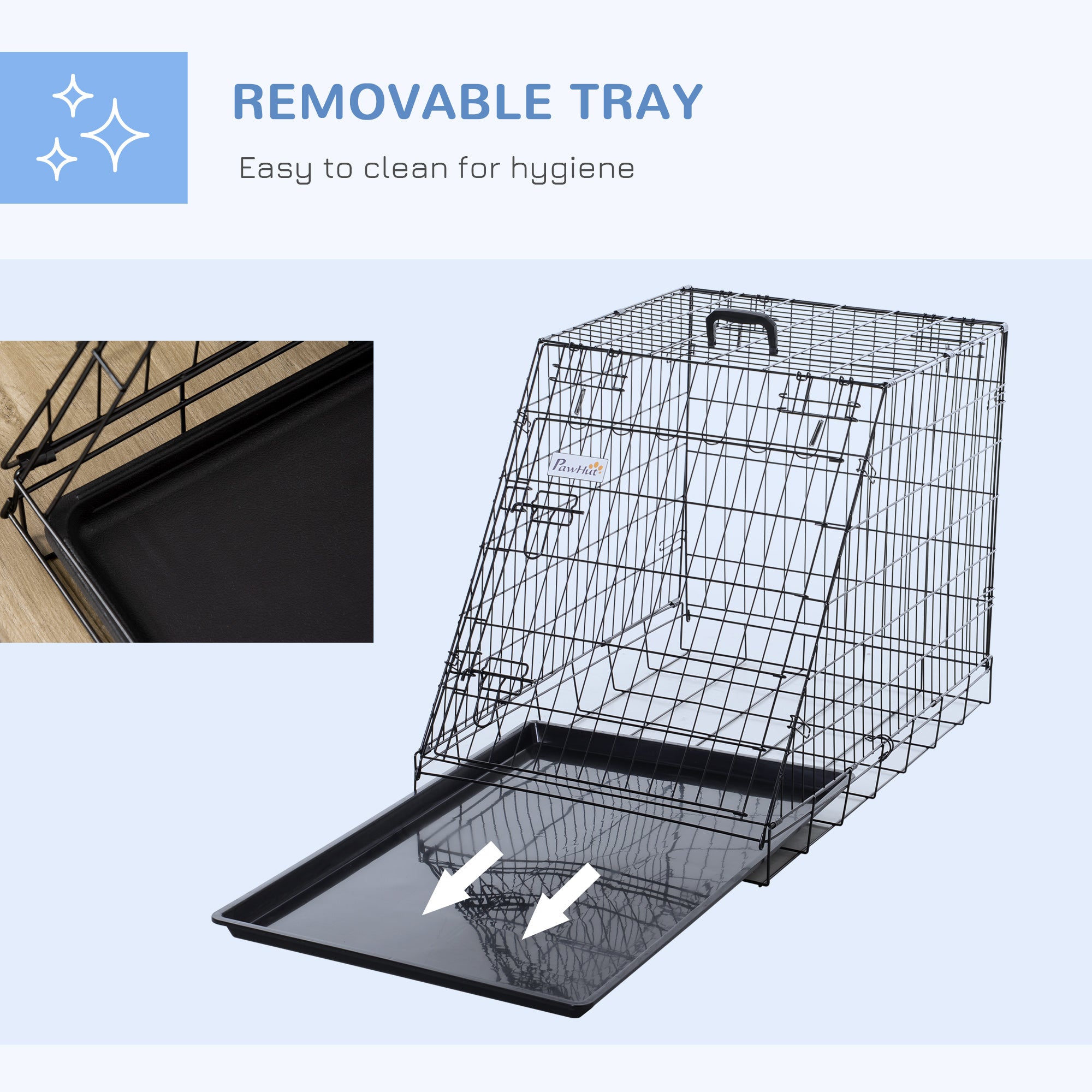 Pawhut Trapeze Collapsible Dog Pet Travel Box Cage Removable Tray 77 x 47 x 55cm - North Peak Garden Furniture
