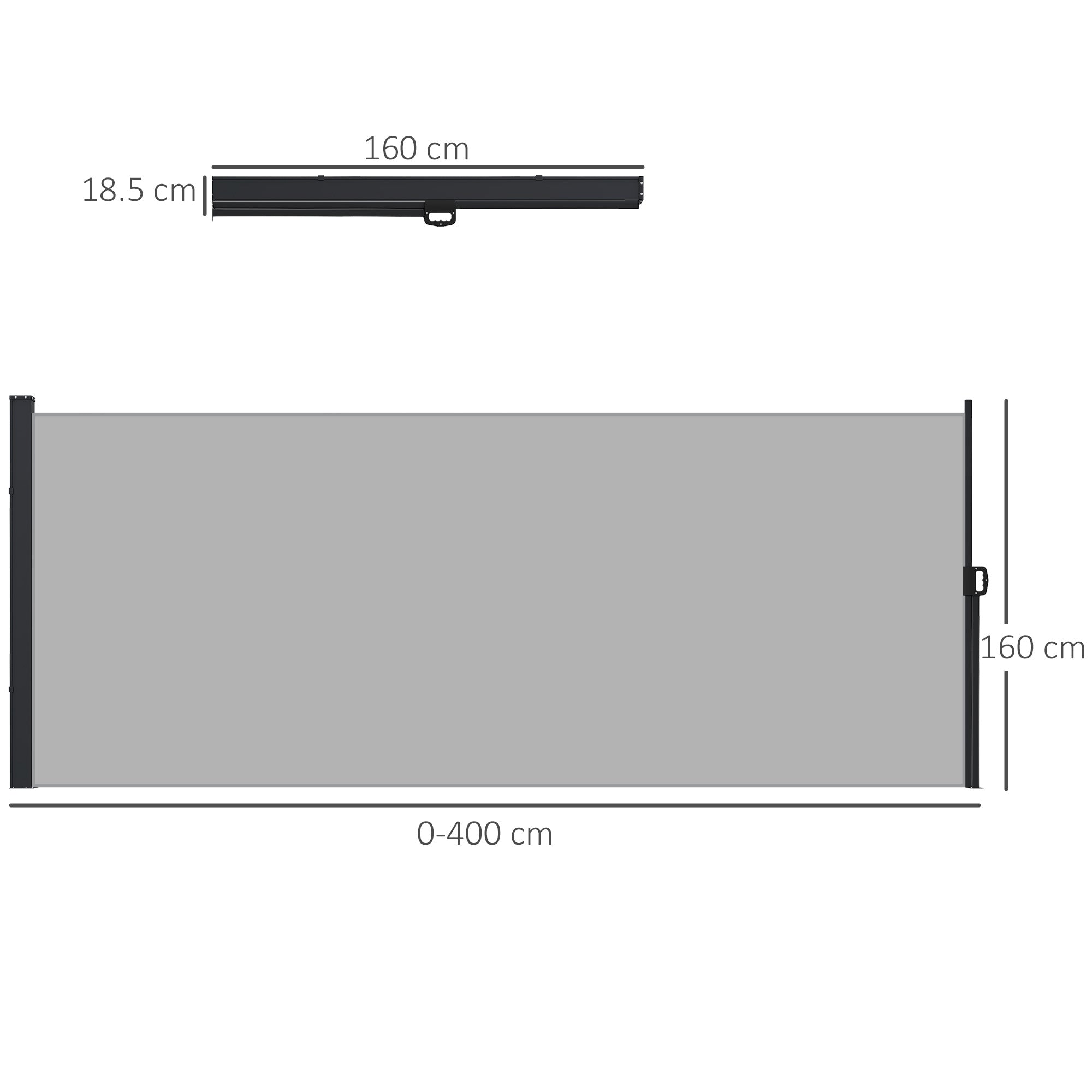 Outsunny 400 x x 160cm Retractable Side Awning - Light Grey - North Peak Garden Furniture