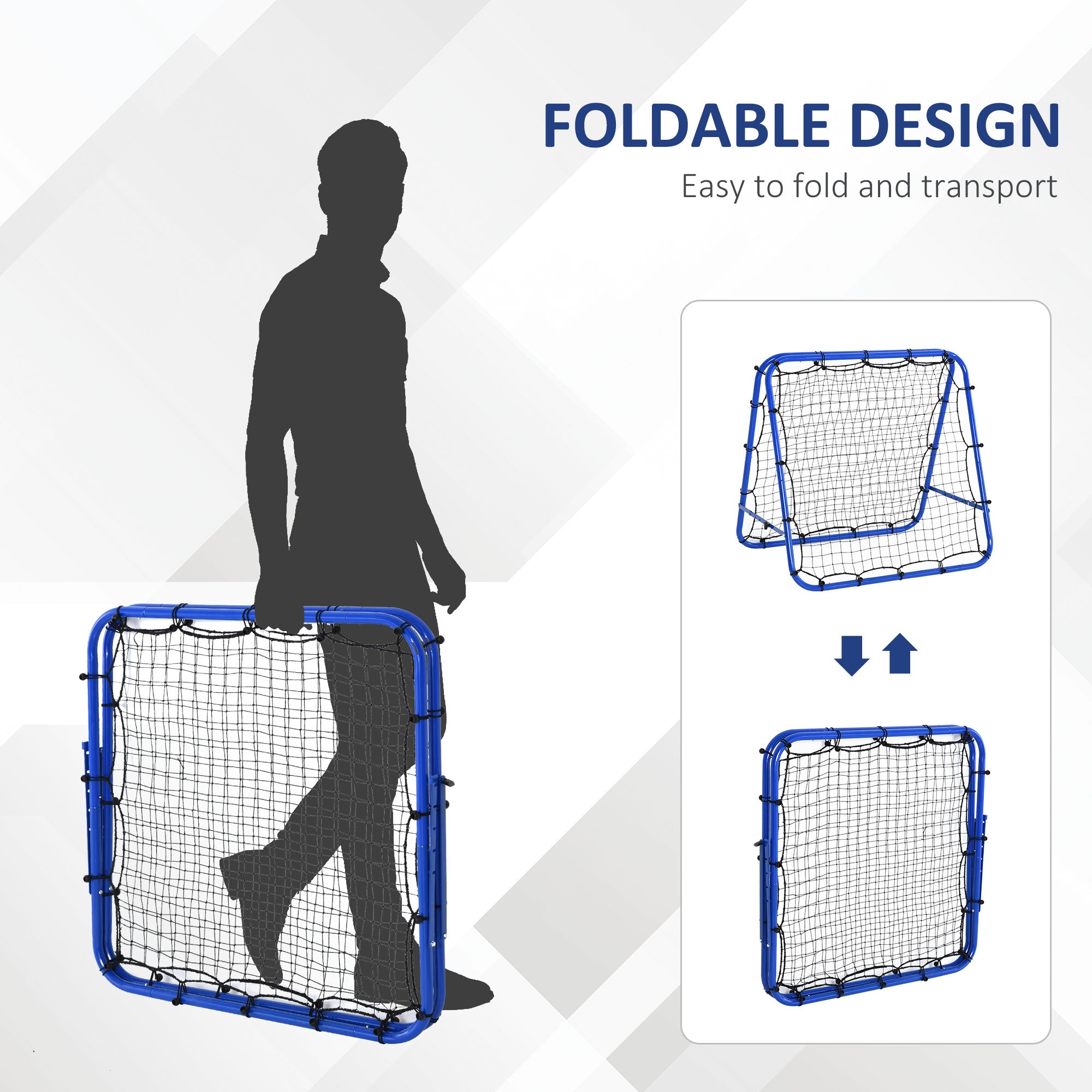 HOMCOM Double Sided Football Rebounder Net, Football Rebound Goal with 5 Adjustable Angles, Blue - North Peak Garden Furniture