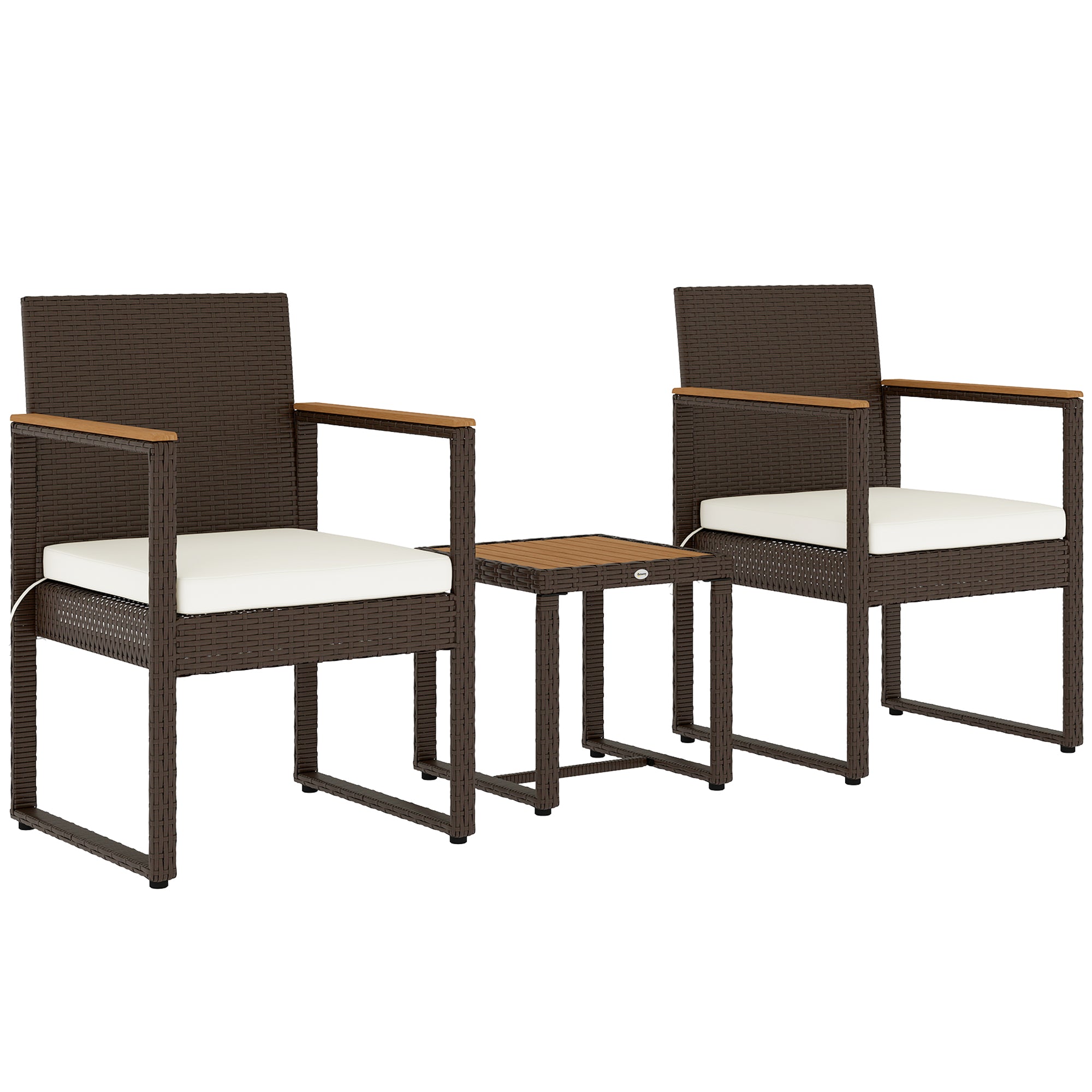 Outsunny Three-Piece Rattan Chair Set - White - North Peak Garden Furniture