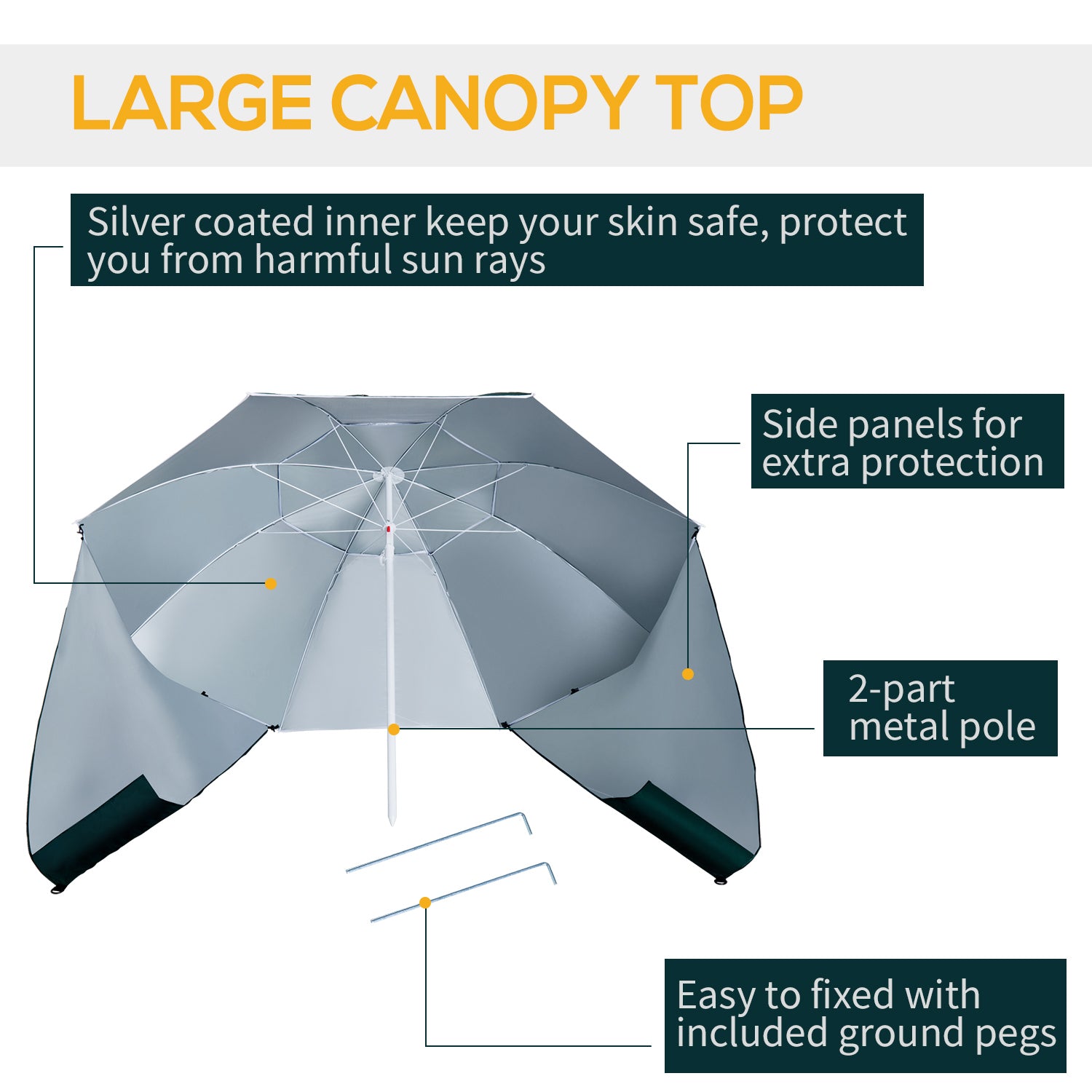 Outsunny 2m UV Protection Fishing Beach Umbrella Brolly Shelter w/ Side Panel Tent Green - North Peak Garden Furniture
