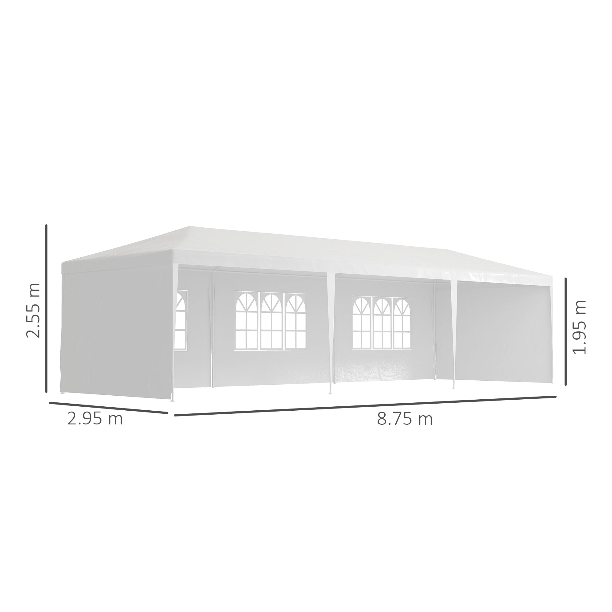 Outsunny Garden Gazebo Marquee Party Wedding Tent Canopy (9m x 3m) - White - North Peak Garden Furniture