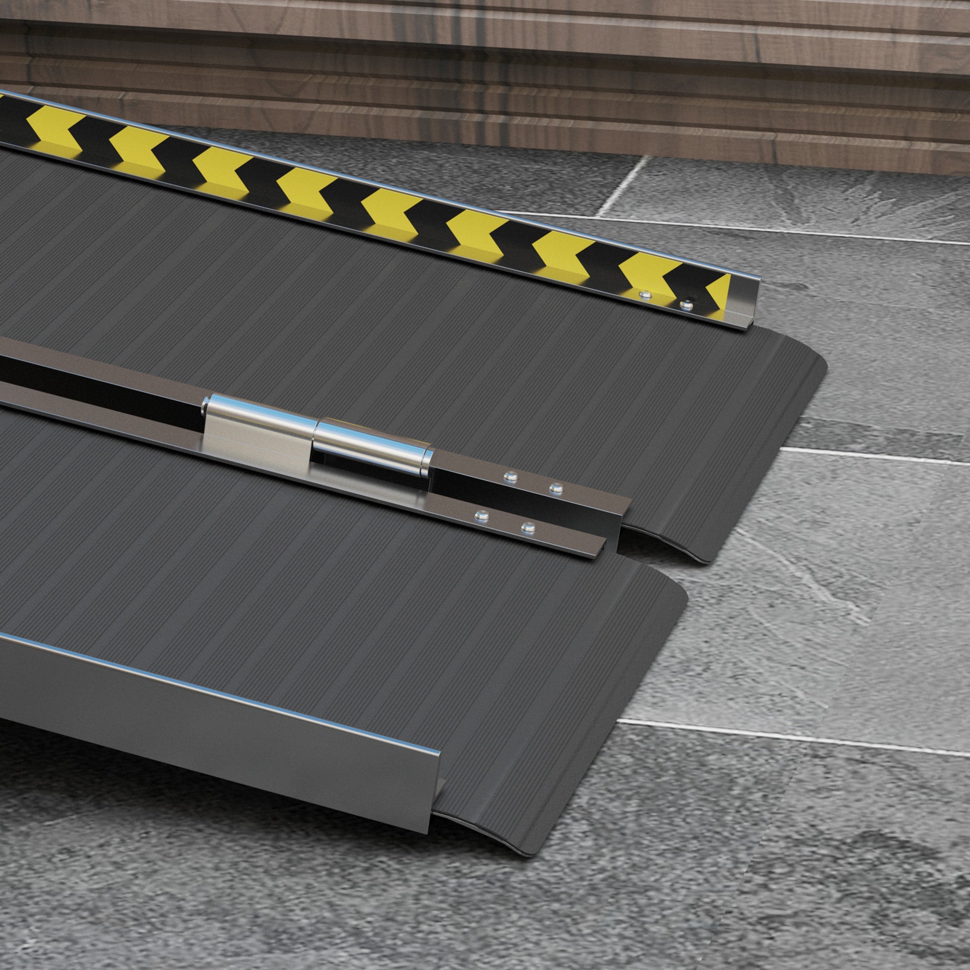 HOMCOM Wheelchair Ramp, 122L x 73Wcm, 272KG Capacity, Folding Aluminium Threshold Ramp with Non-Skid Surface, Transition Plates Above and Below for Home, Steps, Stairs, Curbs, Doorways - North Peak Garden Furniture