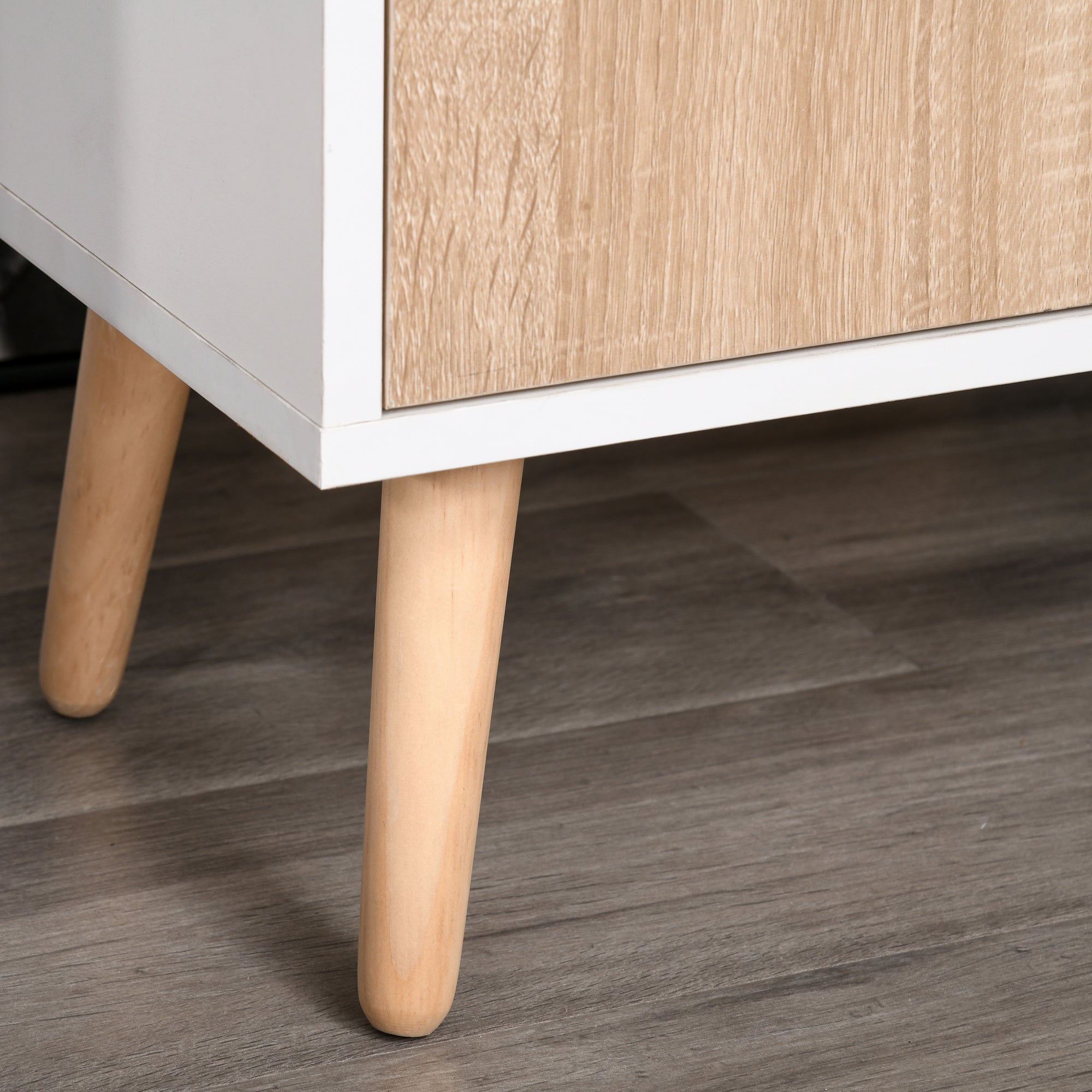 HOMCOM Sideboard Floor Standing Storage Cabinet with Drawer for Bedroom, Living Room, Home Office, Natural - North Peak Garden Furniture