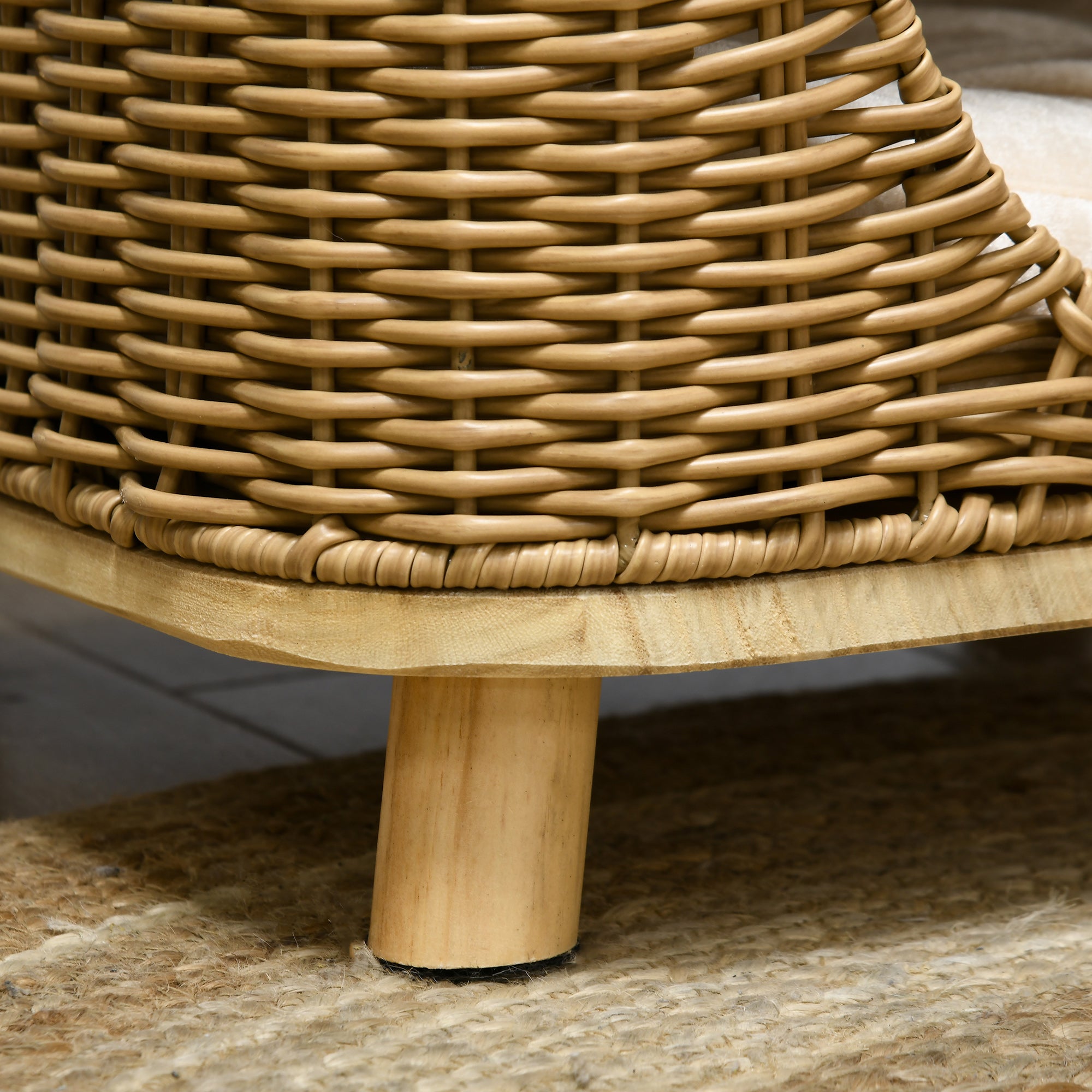 PawHut Elevated Design Wicker Cat House with Washable Cushion, Light Brown - North Peak Garden Furniture