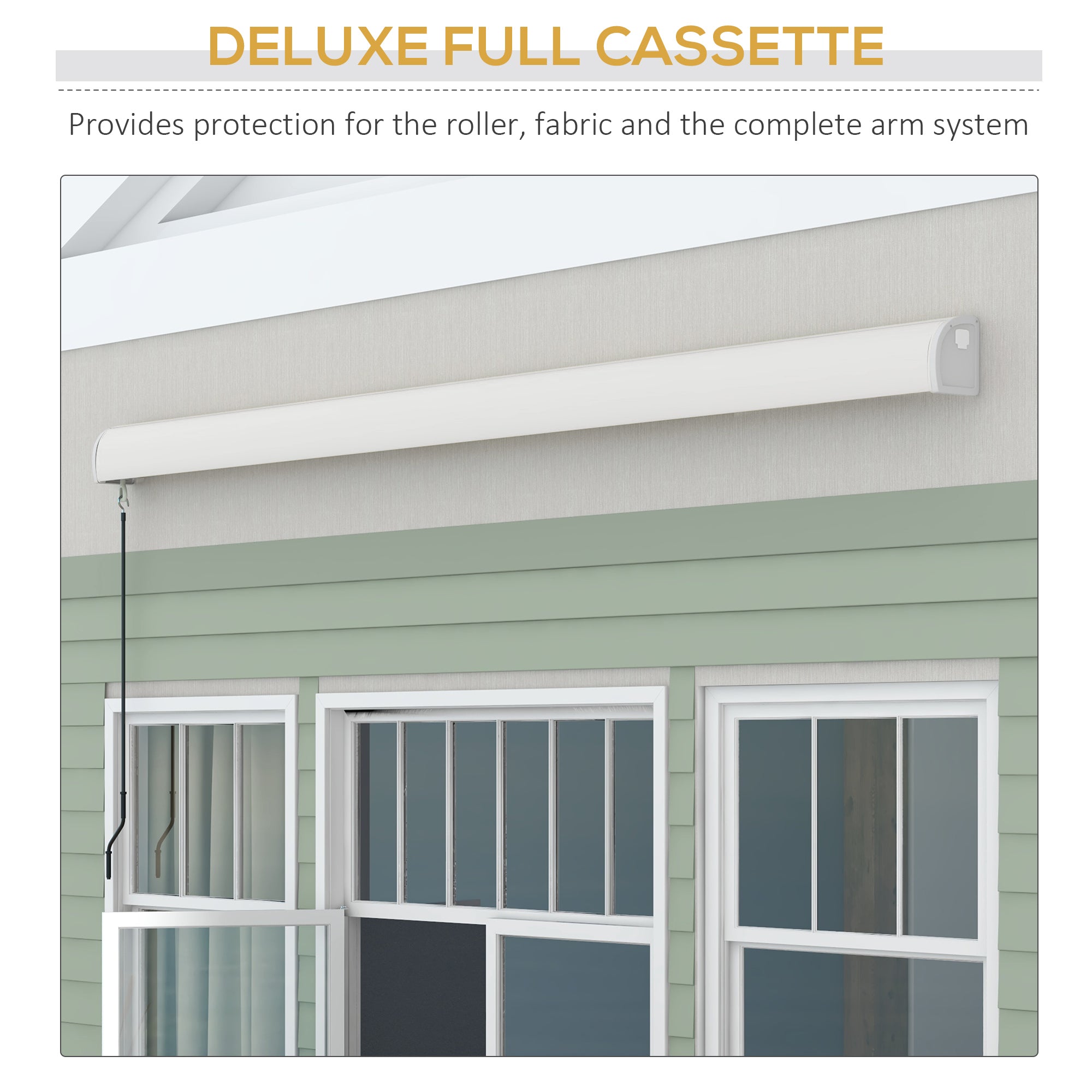 Outsunny 4 x 3(m) Electric Retractable Awning with Remote Controller, Aluminium Frame Sun Canopies for Patio Door Window - North Peak Garden Furniture
