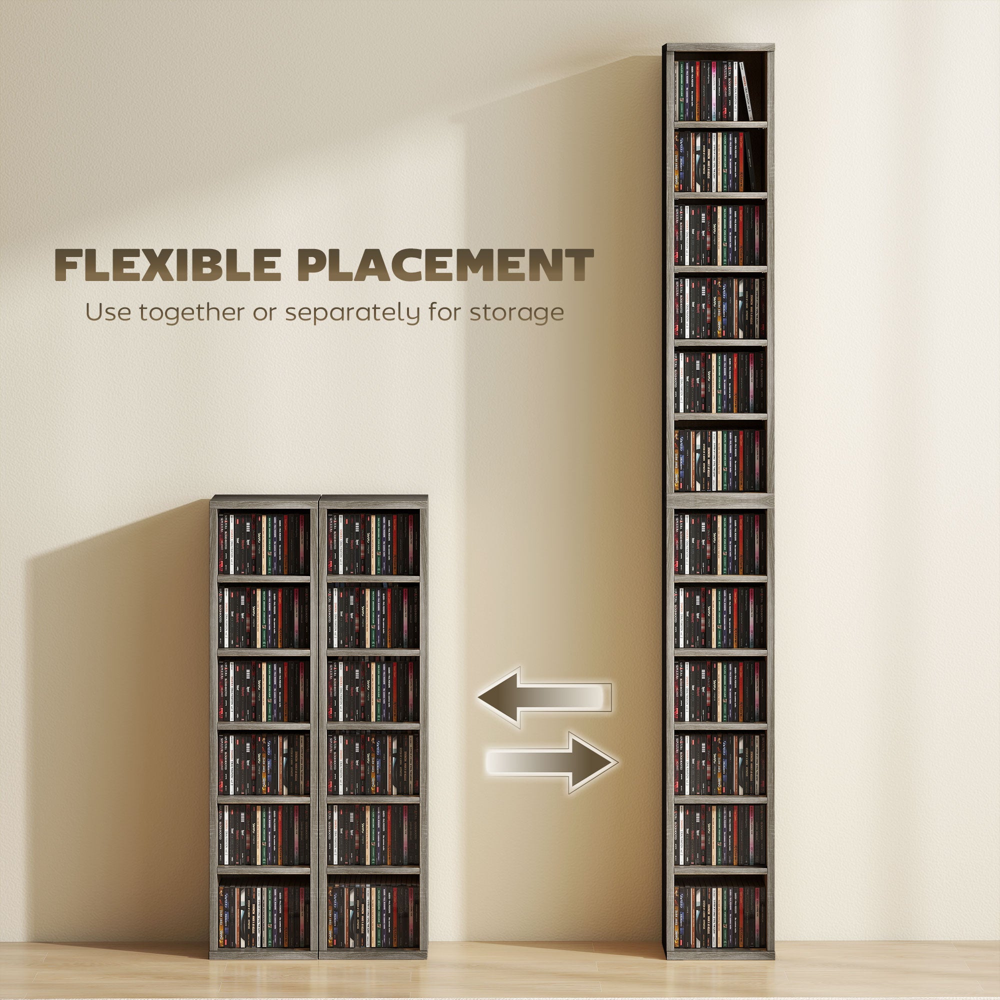 HOMCOM Set of Two 102 CD Storage Units - Dark Wood-Effect