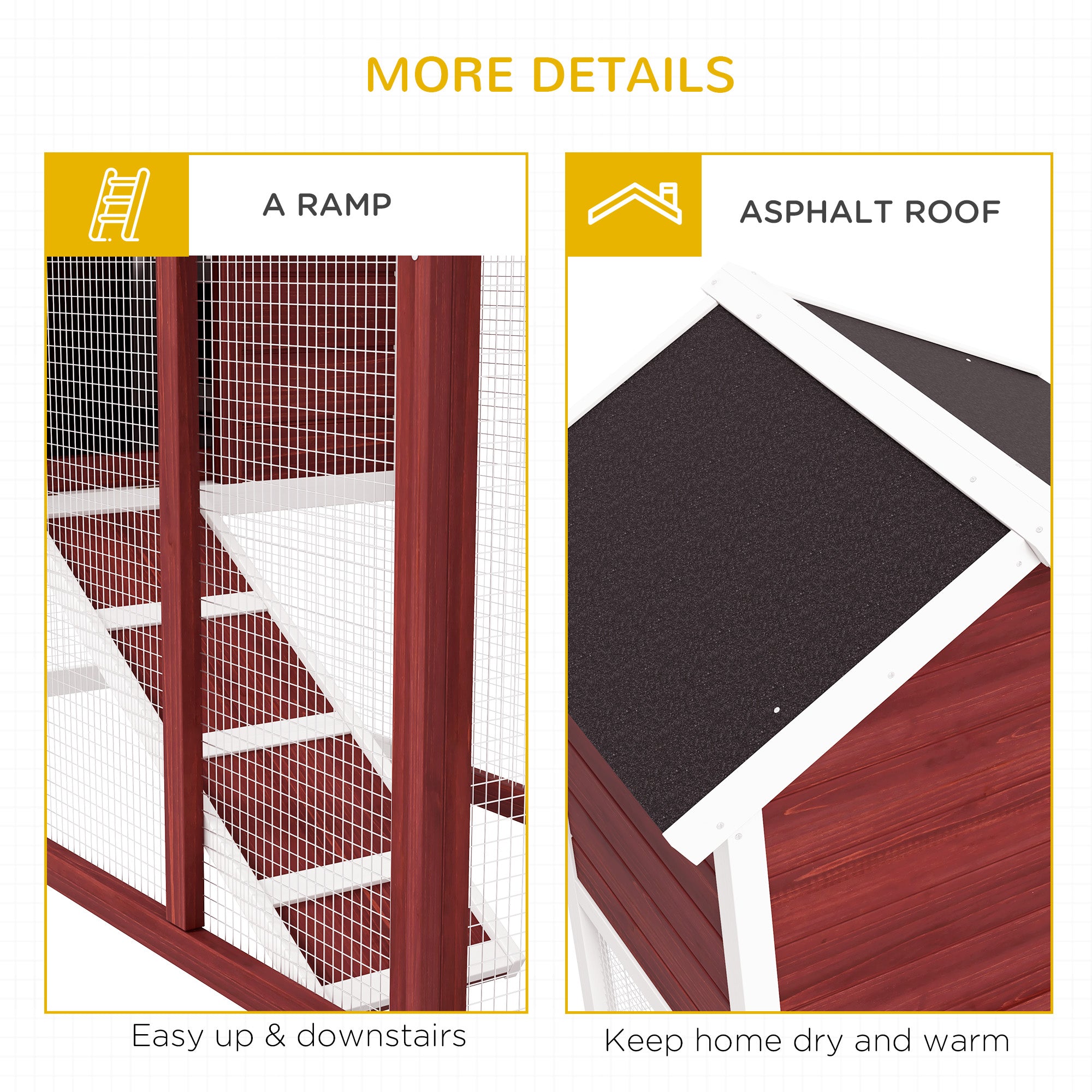 PawHut Rabbit Hutch Outdoor Wooden Guinea Pig Hutch Rabbit Run Bunny Cage Small Animal House Pull-Out Tray, Brown, 122 x 62.6 x 92 cm - North Peak Garden Furniture