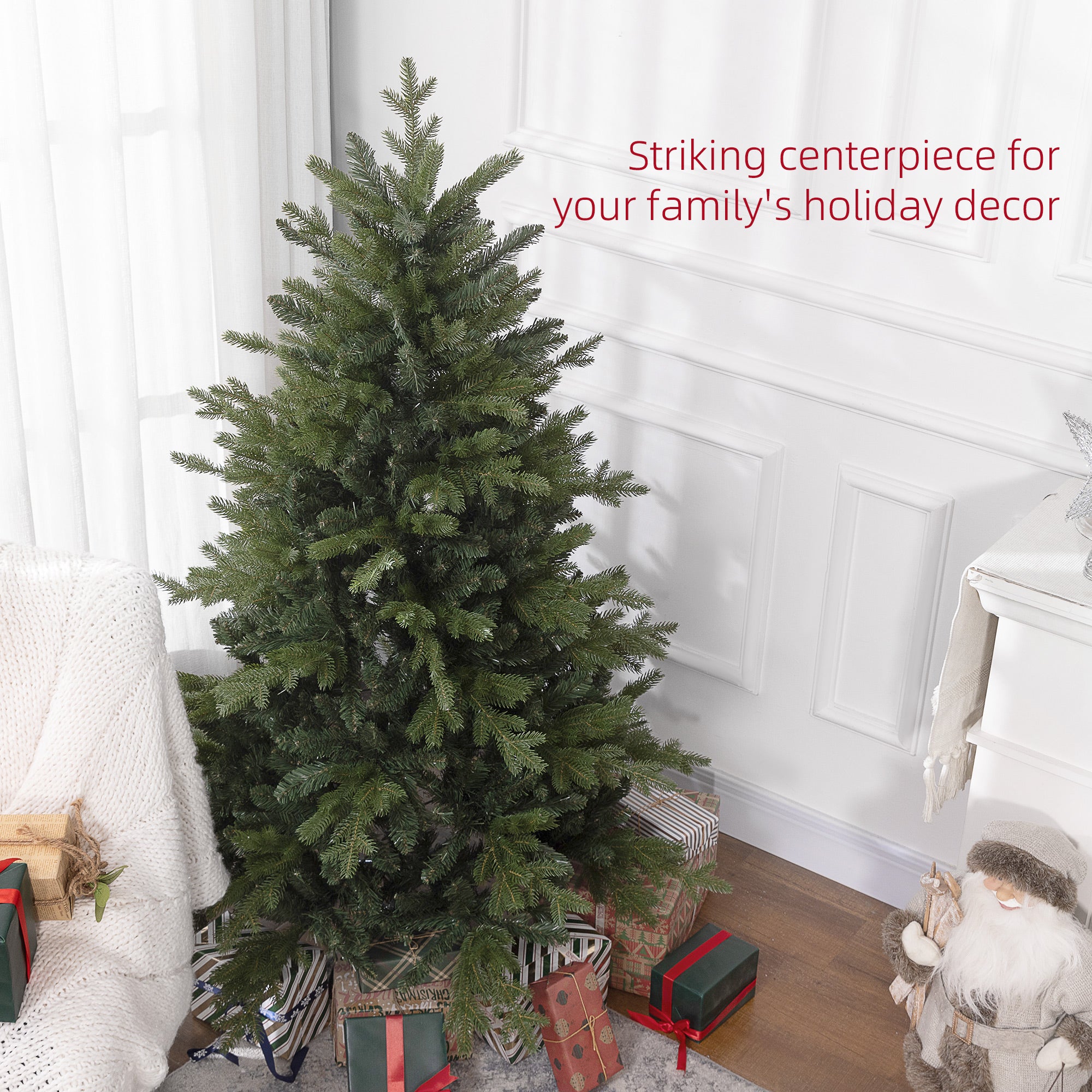 HOMCOM 5ft Bare Artificial Christmas Tree, with 1309 Tips - Green - North Peak Garden Furniture