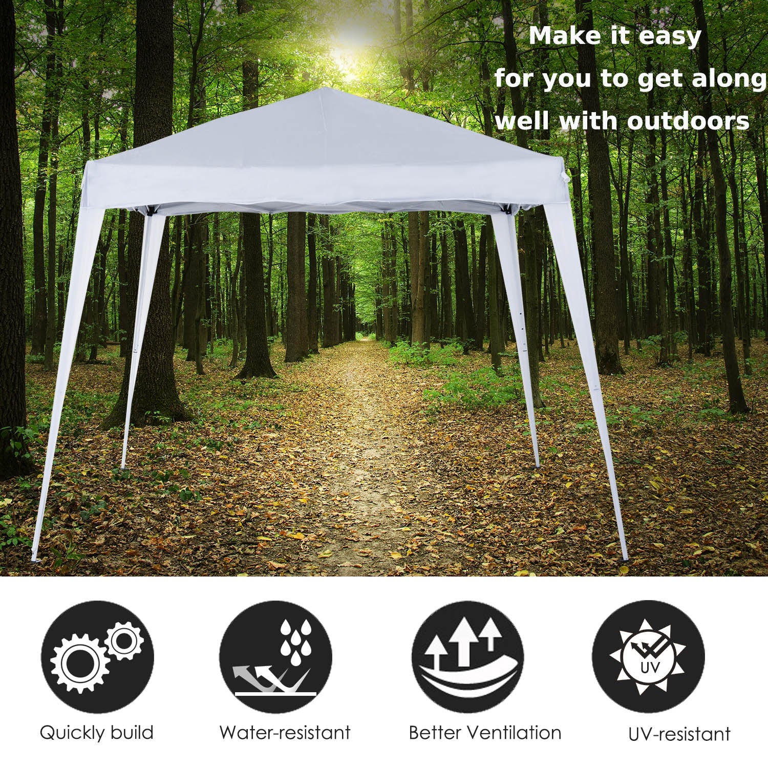 Outsunny Slant Leg Pop Up Gazebo with Carry Bag, Height Adjustable Party Tent Instant Event Shelter for Garden, Patio, 3 M× 3 M Base/ 2.5 M× 2.5 M Top, White