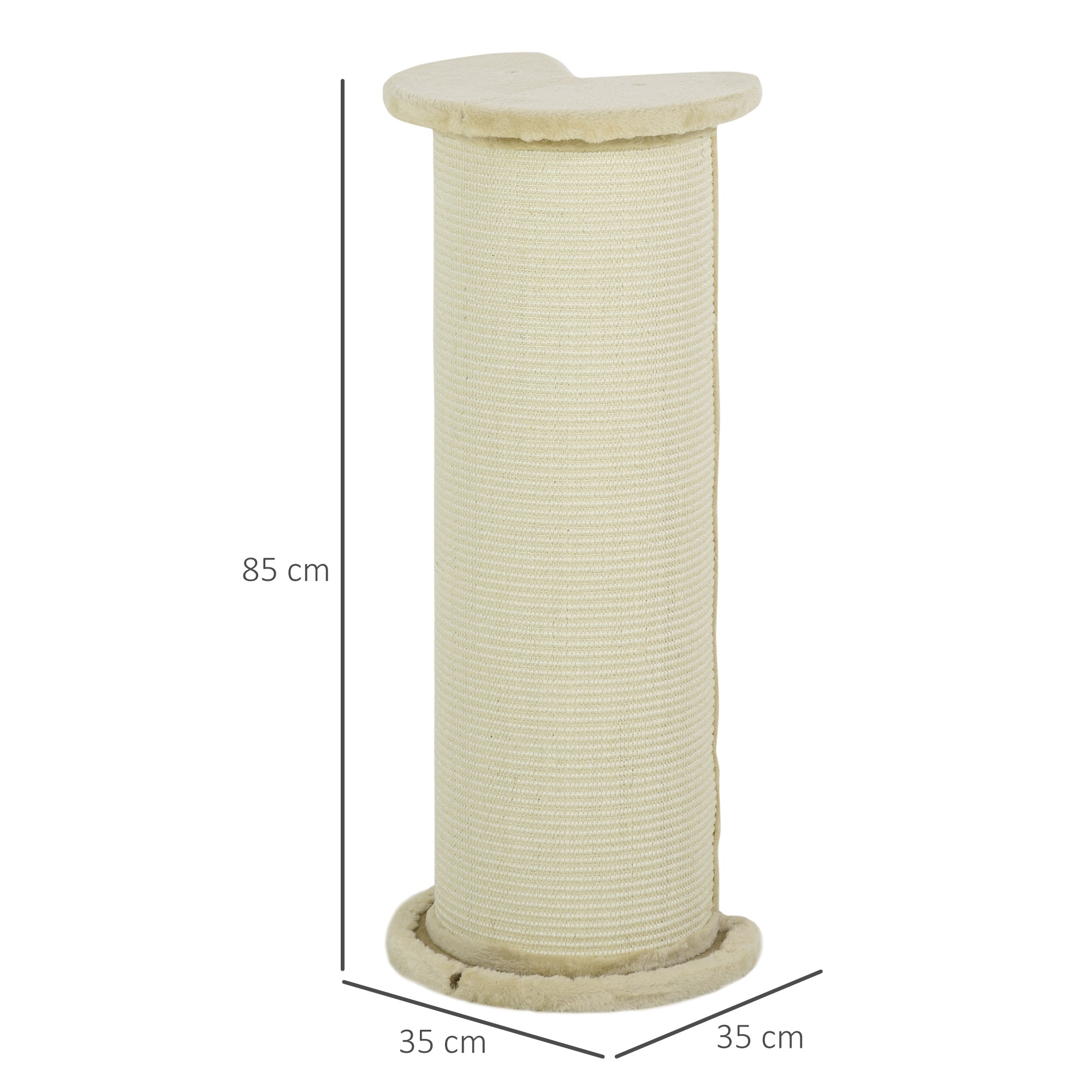 PawHut 85cm Tall Cat Scratching Post, with Sisal Rope, Soft Plush, Anti Tip - Beige