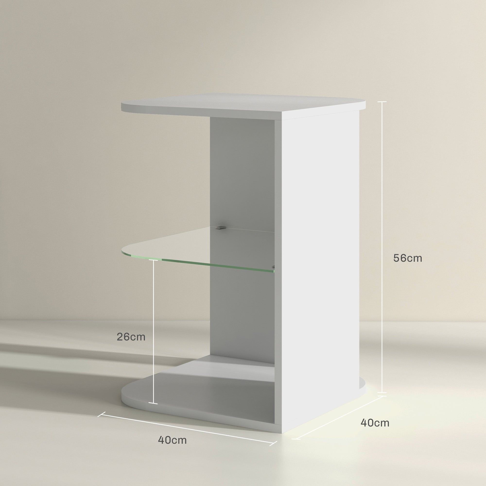 HOMCOM Modern Side Table Set of 2, Three Layer Bedside Table Nightstand with 2 Storage Shelves, for Living room, Bedroom, White - North Peak Garden Furniture