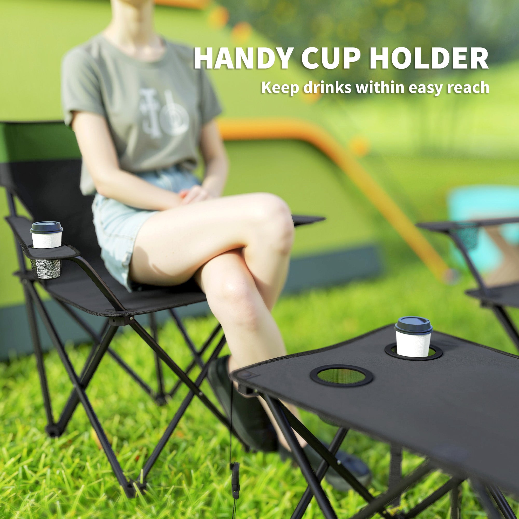 Outsunny Four-Piece Portable Picnic Table Set - Green - North Peak Garden Furniture