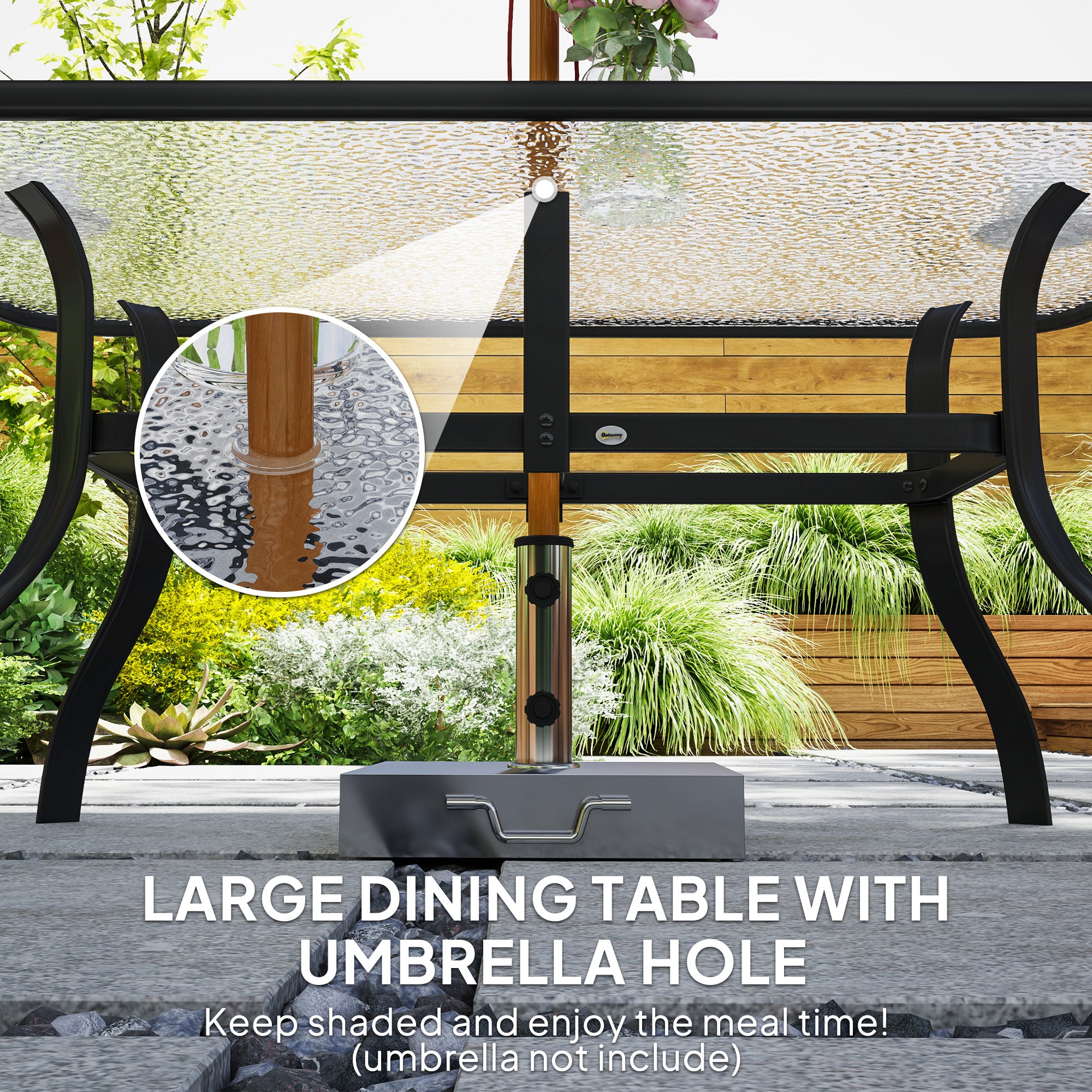 Outsunny Seven-Piece Garden Dining Set with Cushions - Black - North Peak Garden Furniture