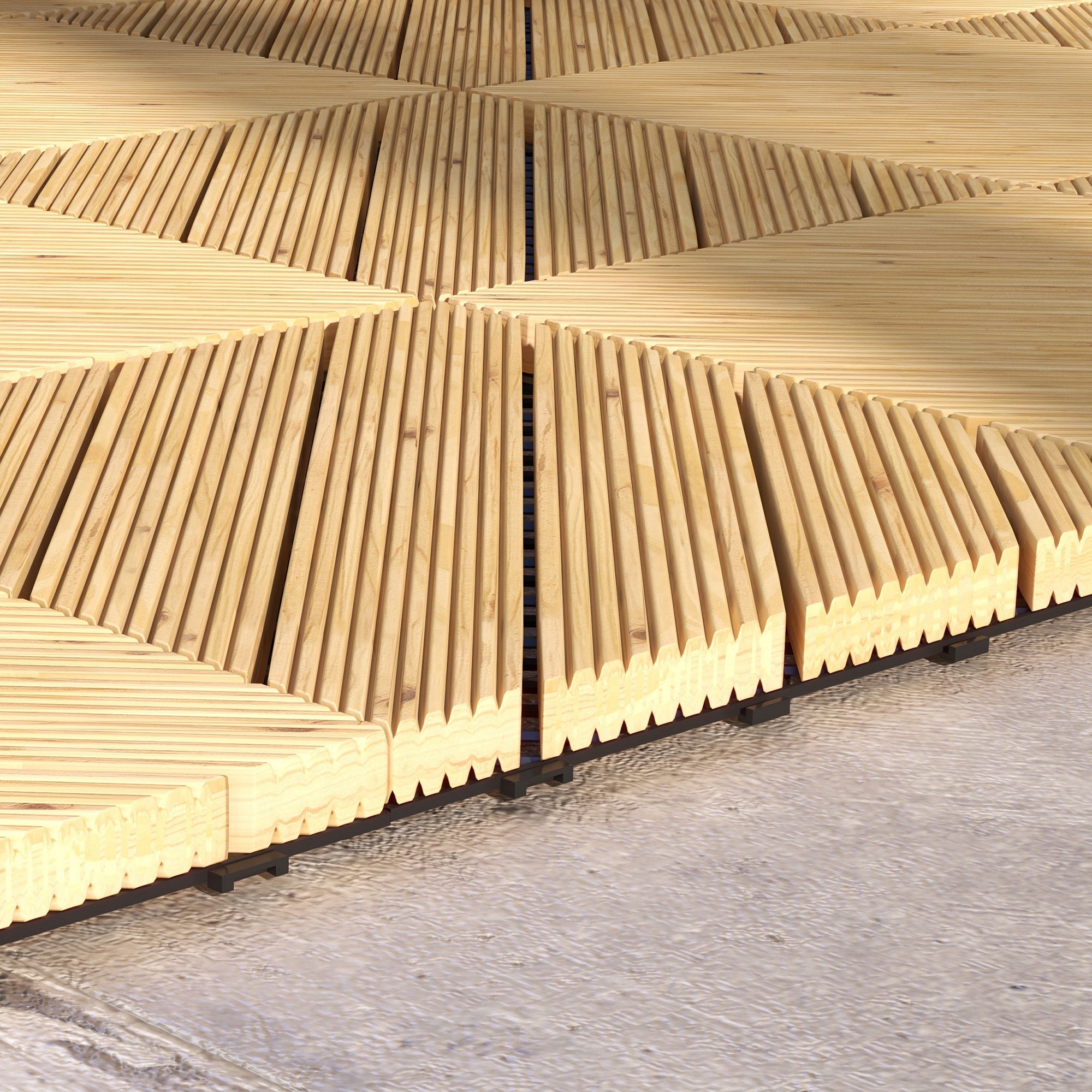 Outsunny 27 Pcs Wooden Interlocking Decking Tiles, 30 x 30 cm Anti-slip Outdoor Flooring Tiles, 0.81㎡ per Pack, All Weather Use for Patio, Balcony, Terrace, Hot Tub, Yellow - North Peak Garden Furniture