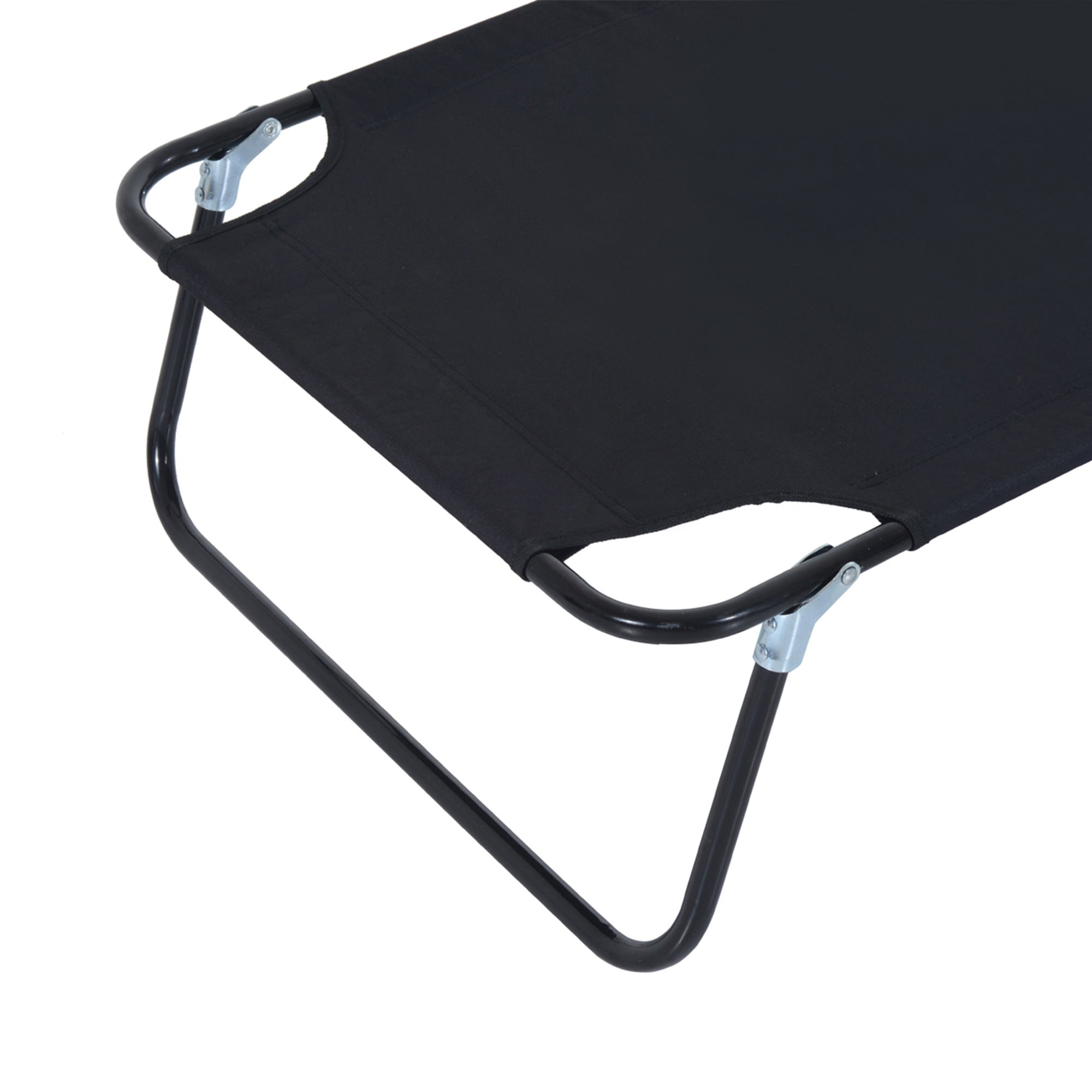 Outsunny Outdoor Folding Sun Lounger with Face Hole, 4 Level Adjustable Backrest Reclining Garden Lounger, Garden Recliner Sunbed with 600 D Oxford Cloth Seat and Pillow for Beach, Black