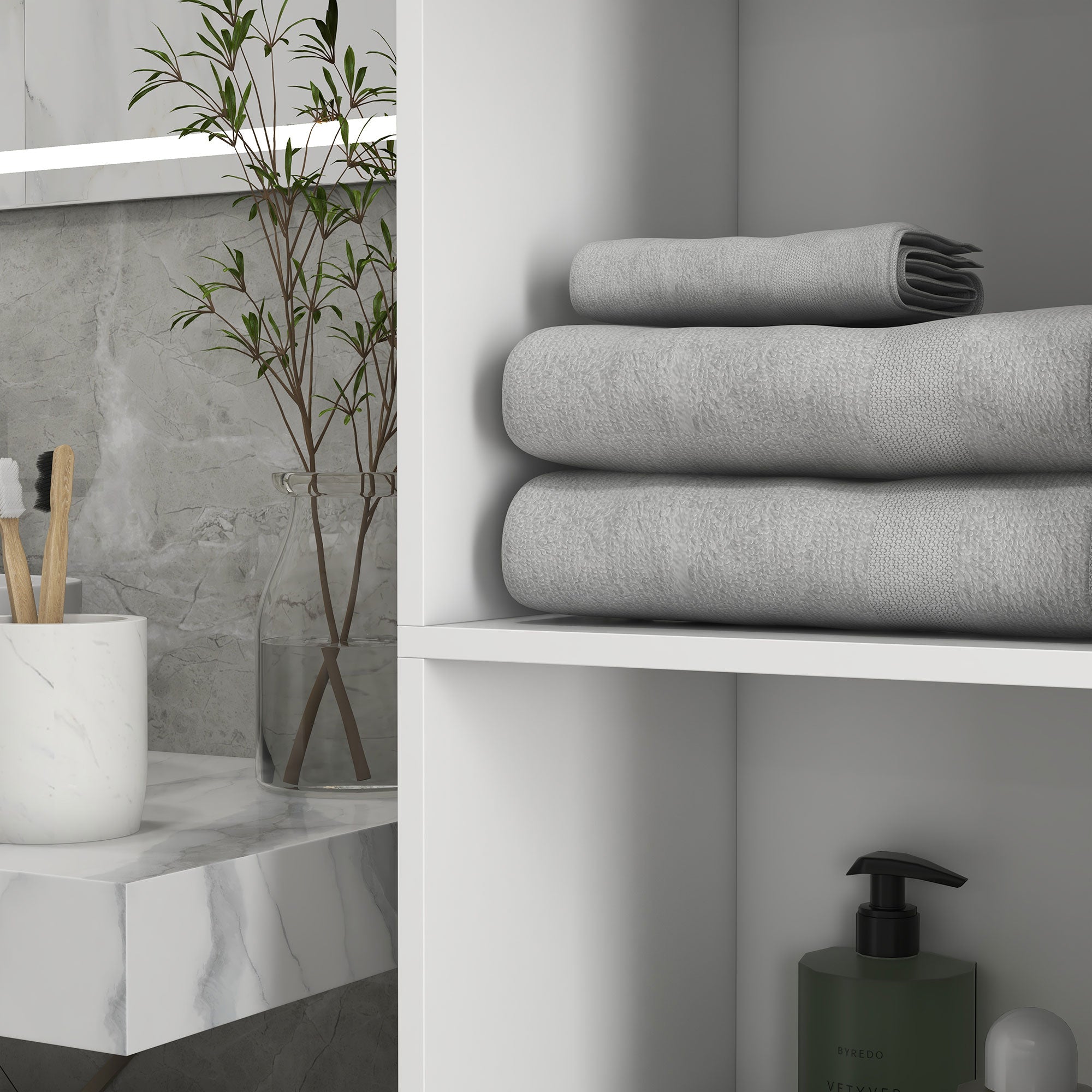kleankin Multi-Storage Slim Bathroom Cabinet - High Gloss White - North Peak Garden Furniture
