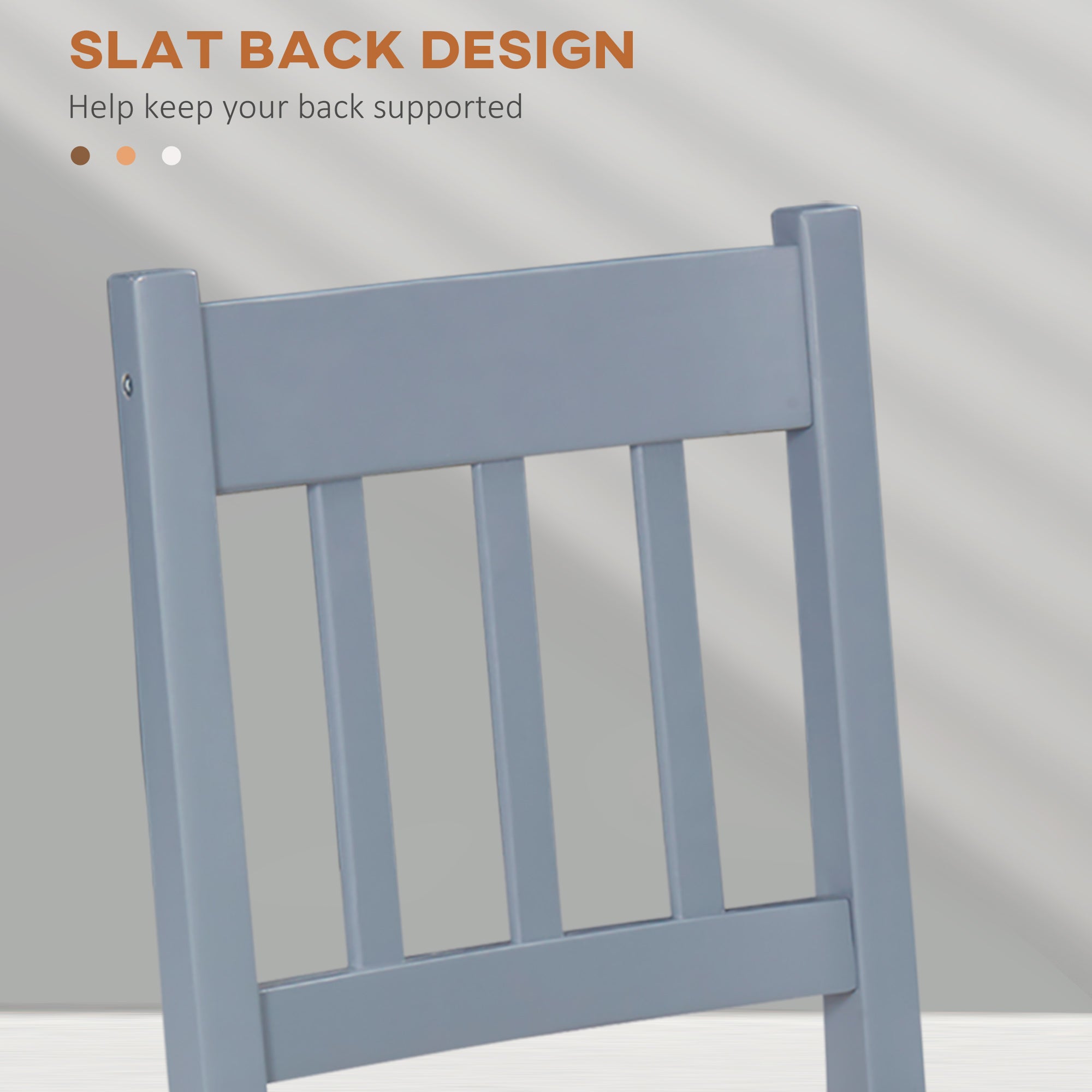 HOMCOM Dining Chairs Set of 4, Kitchen Chair with Slat Back, Pine Wood Structure for Living Room and Dining Room, Grey - North Peak Garden Furniture