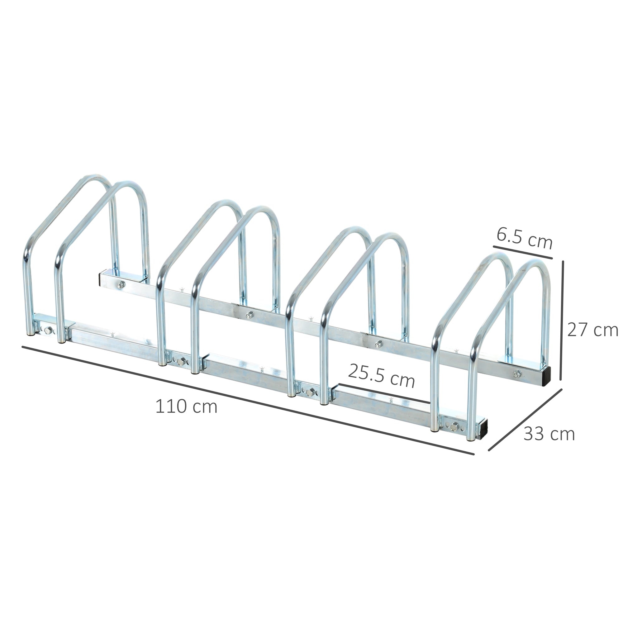 HOMCOM Bike Stand Parking Rack Floor or Wall Mount Bicycle Cycle Storage Locking Stand (4 Racks, Silver) - North Peak Garden Furniture