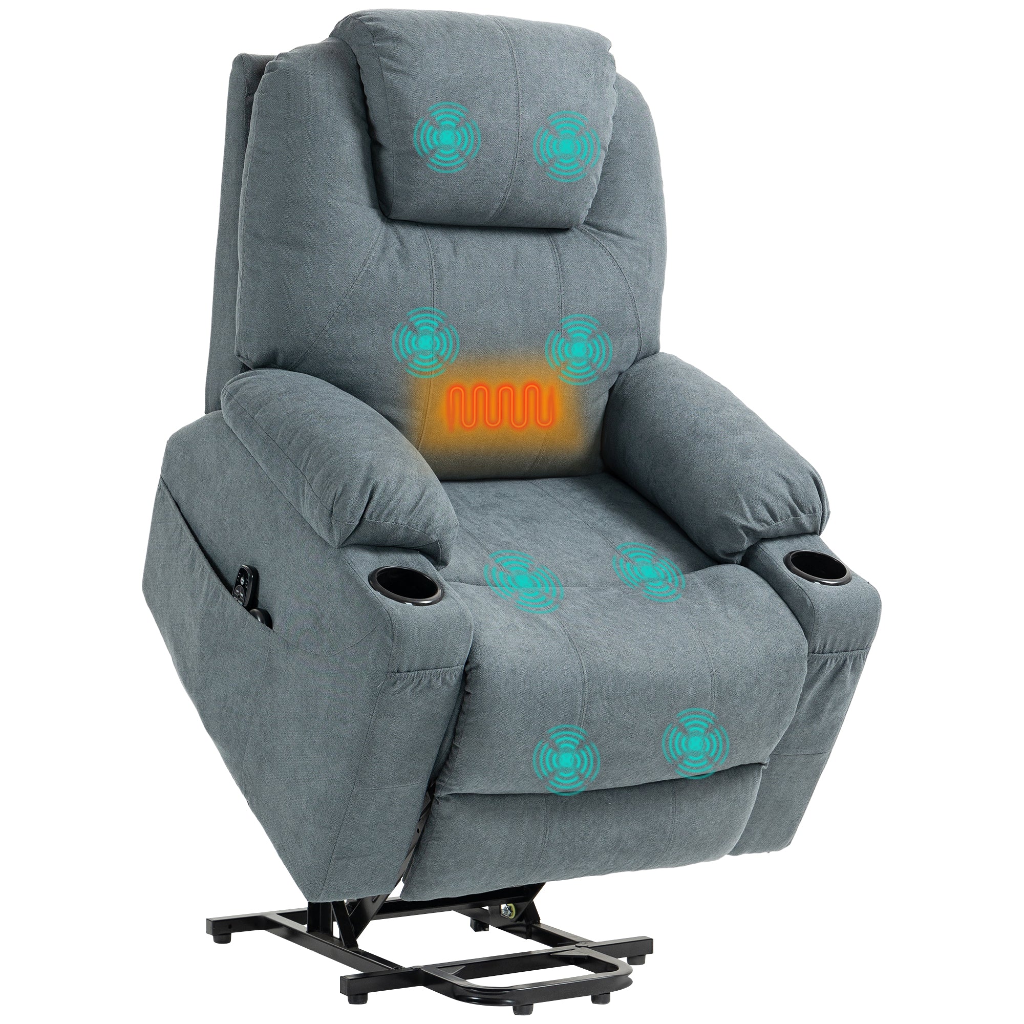 HOMCOM Lift-And-Recline Massage Armchair, with Heat - Grey