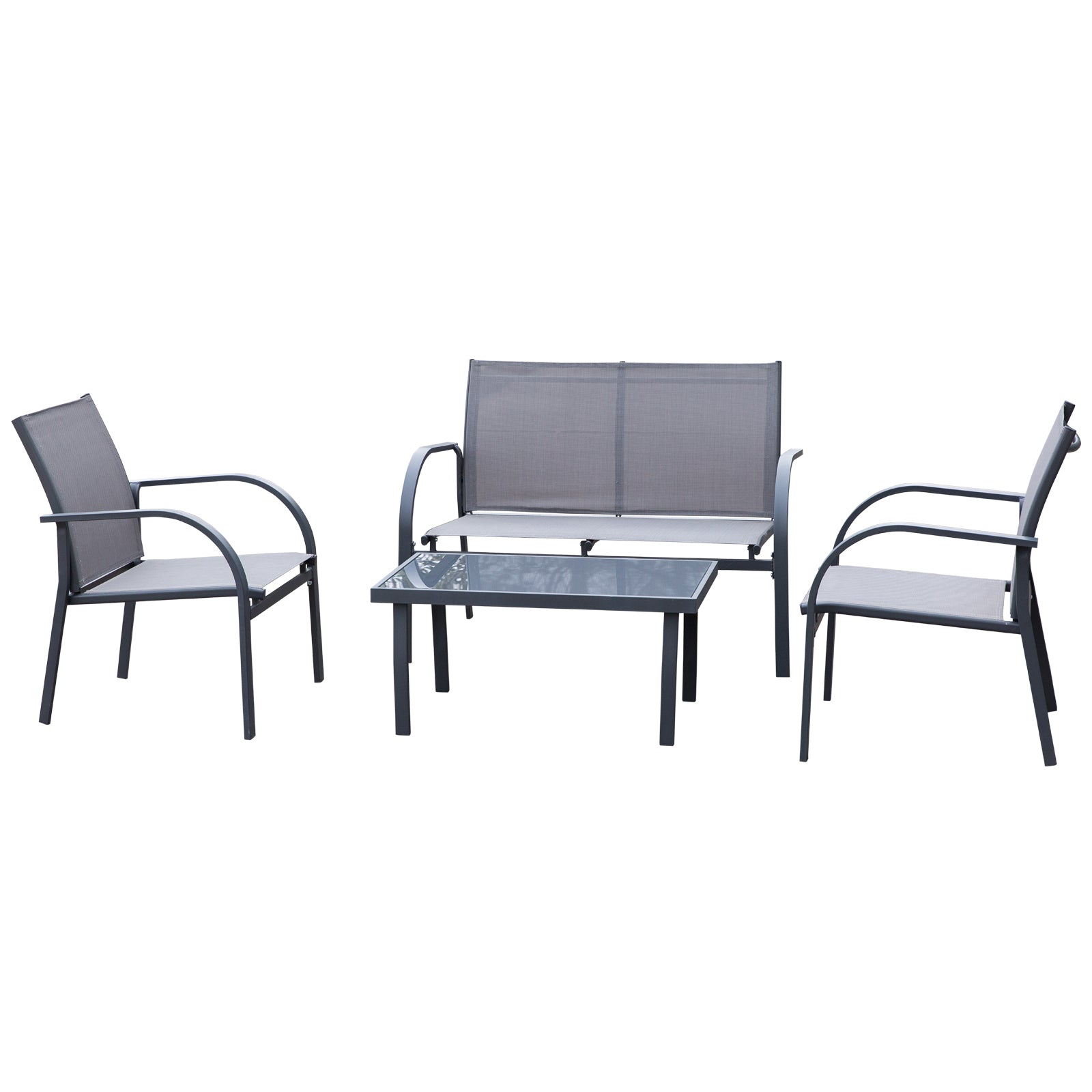 Outsunny Four-Piece Minimal Garden Patio Set - Grey - North Peak Garden Furniture