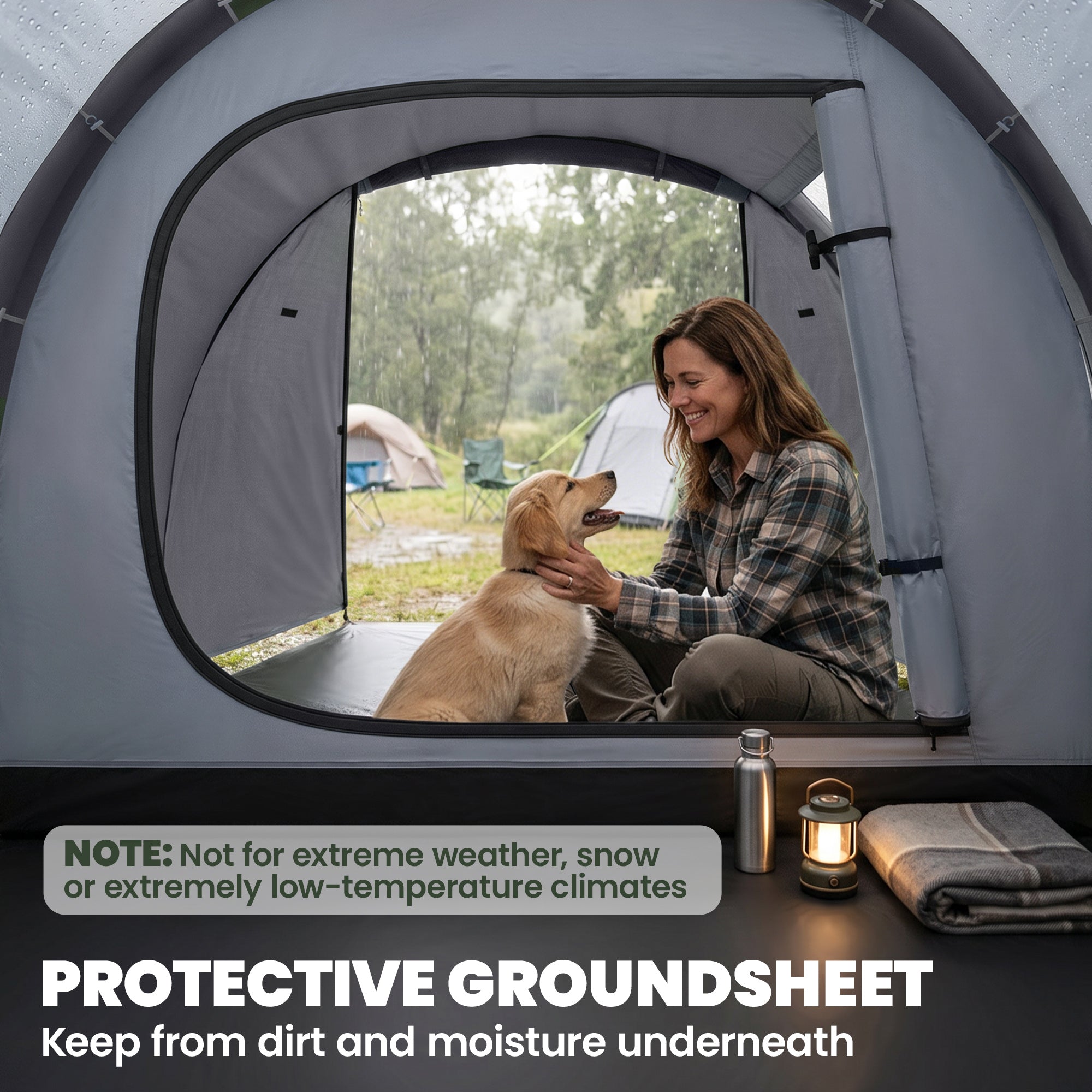 Outsunny 2-3 Person Tunnel Tent with Sewn-in Groundsheet, Air Vents, Rainfly, 2000mm Water Column, Camping Tent with 1 Bedroom, Inbuilt Porch, Living Area for Camping, Hiking, Grey