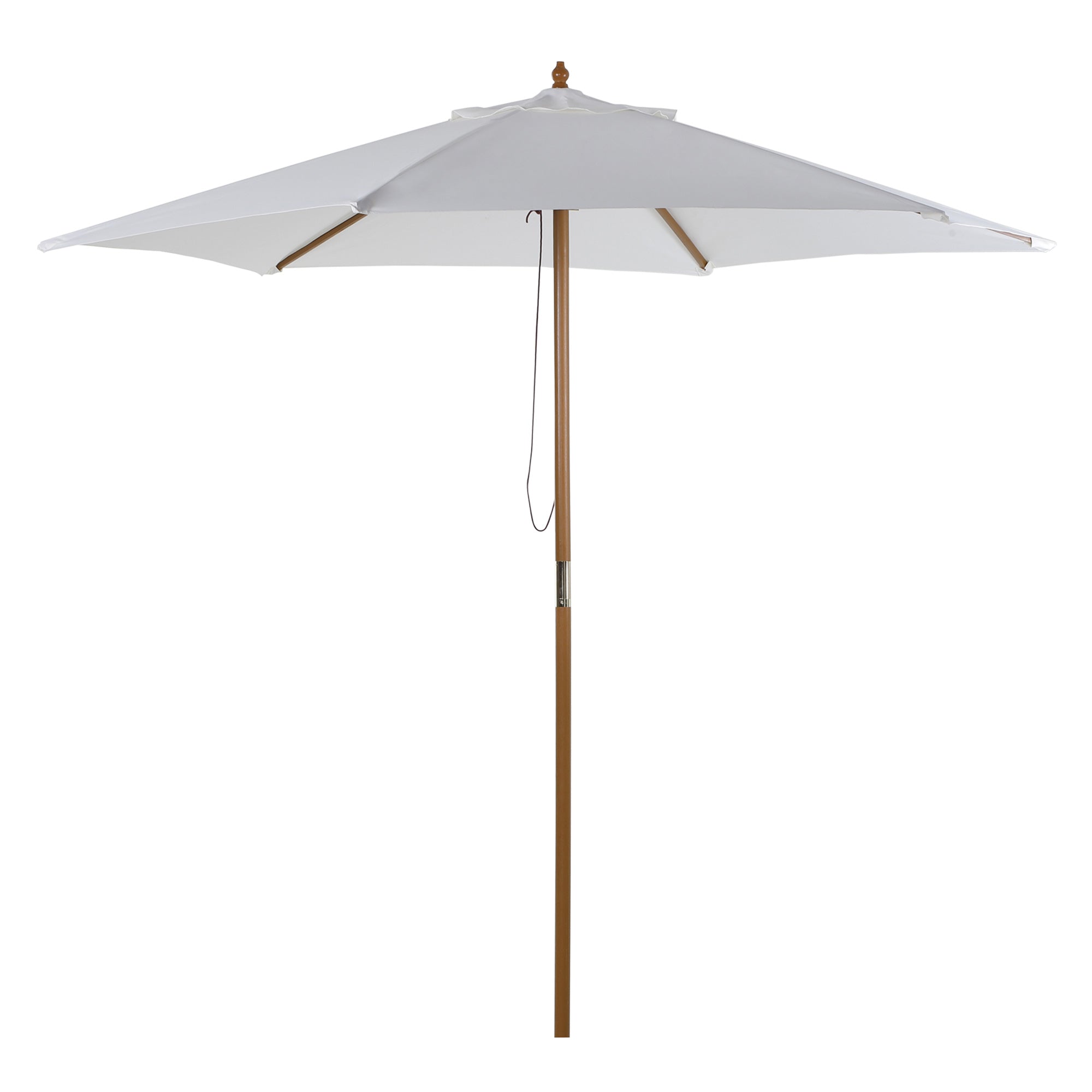 Outsunny Wooden Patio Umbrella: 2.5m Garden Parasol with 6 Ribs, Top Vent for Outdoor Shading, White | Aosom UK