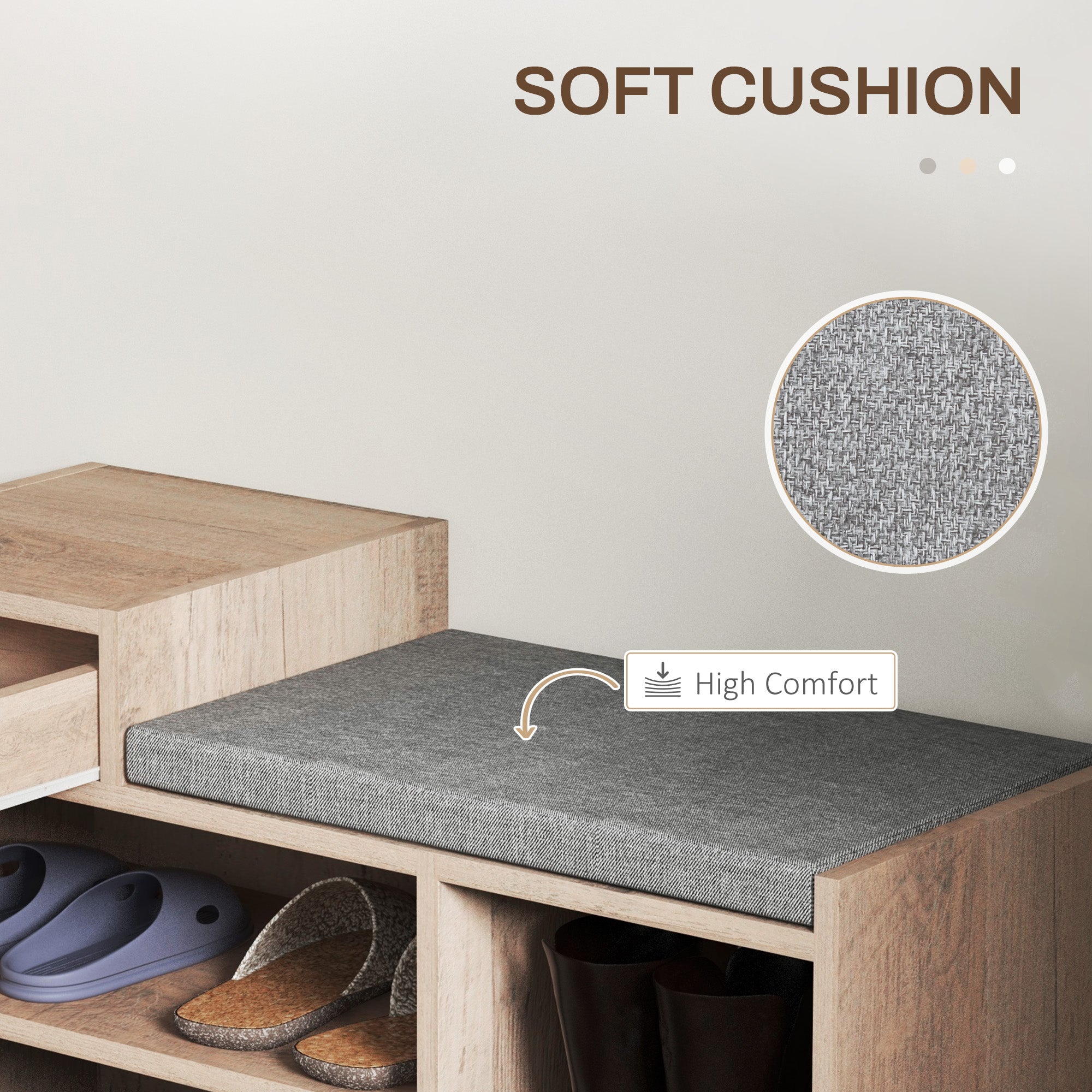 HOMCOM Multi-Compartment Shoe Bench, with Seat - Grey - North Peak Garden Furniture