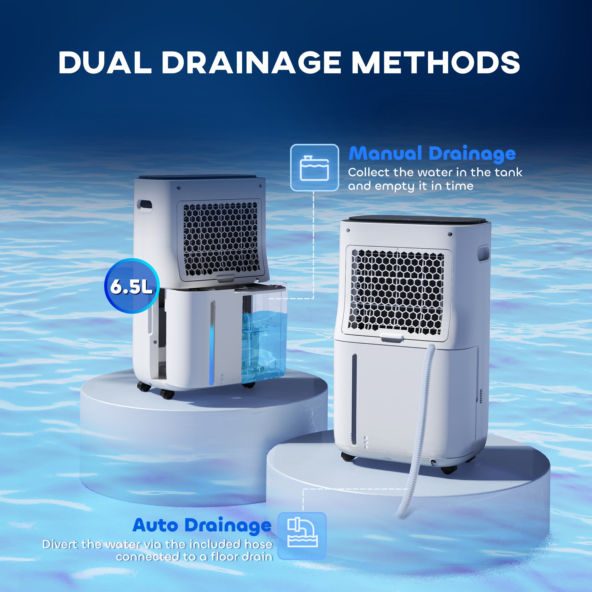 HOMCOM 6500mL Portable Dehumidifier with Air Purifier Filter, 24H Timer, 4 Modes, 22L/Day, for Home Laundry Basement - North Peak Garden Furniture