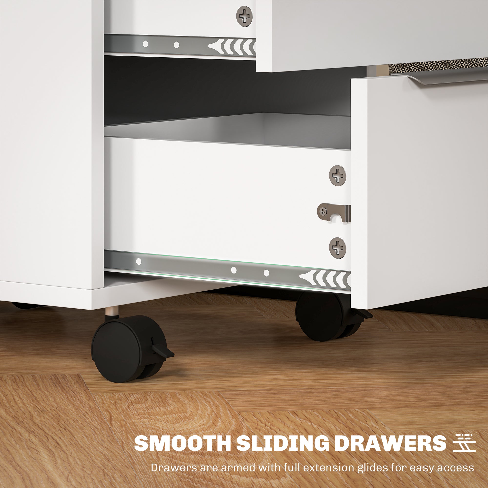 HOMCOM Three-Drawer Locking Filing Cabinet - White - North Peak Garden Furniture