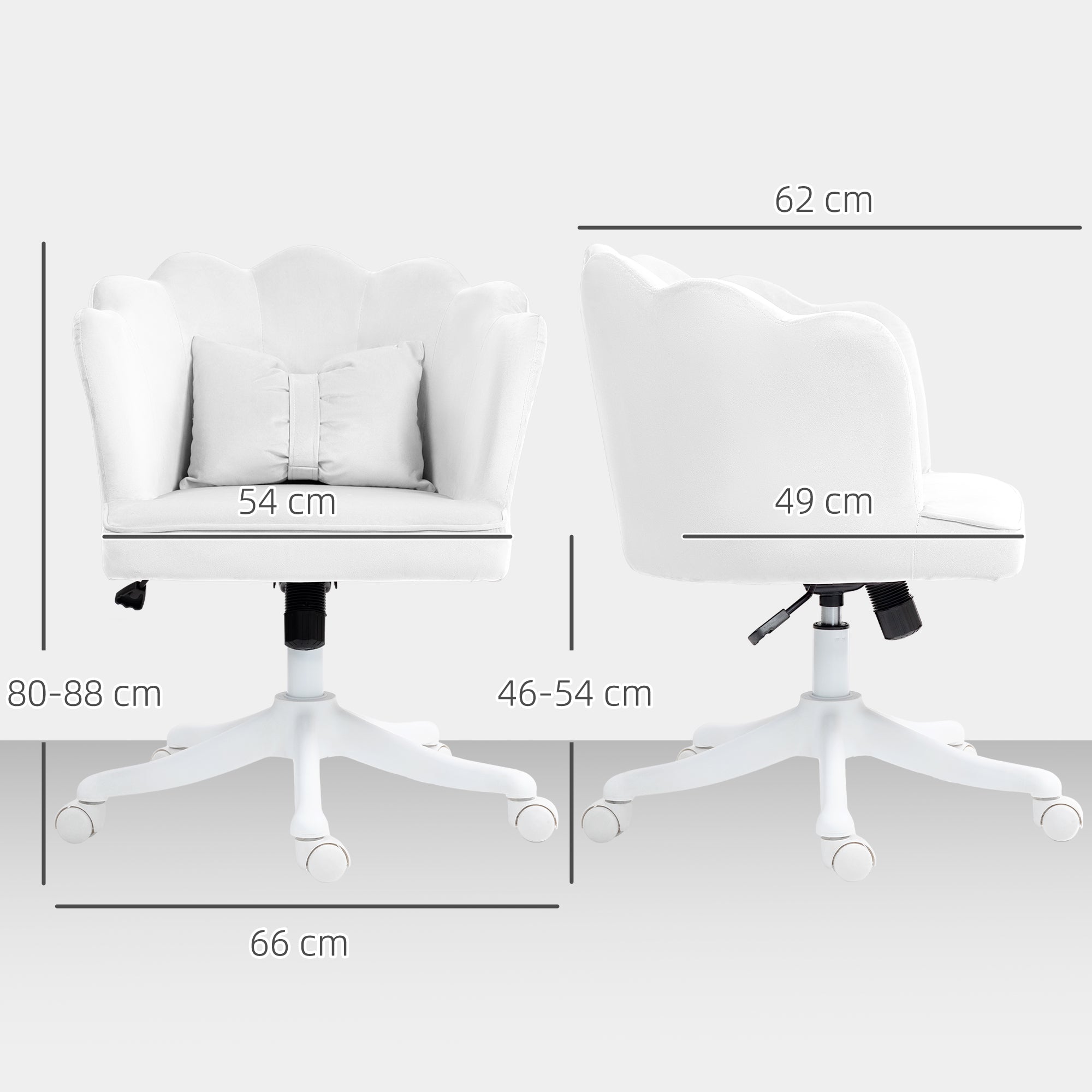 HOMCOM Velvet-Feel Petal Back Office Chair - White - North Peak Garden Furniture