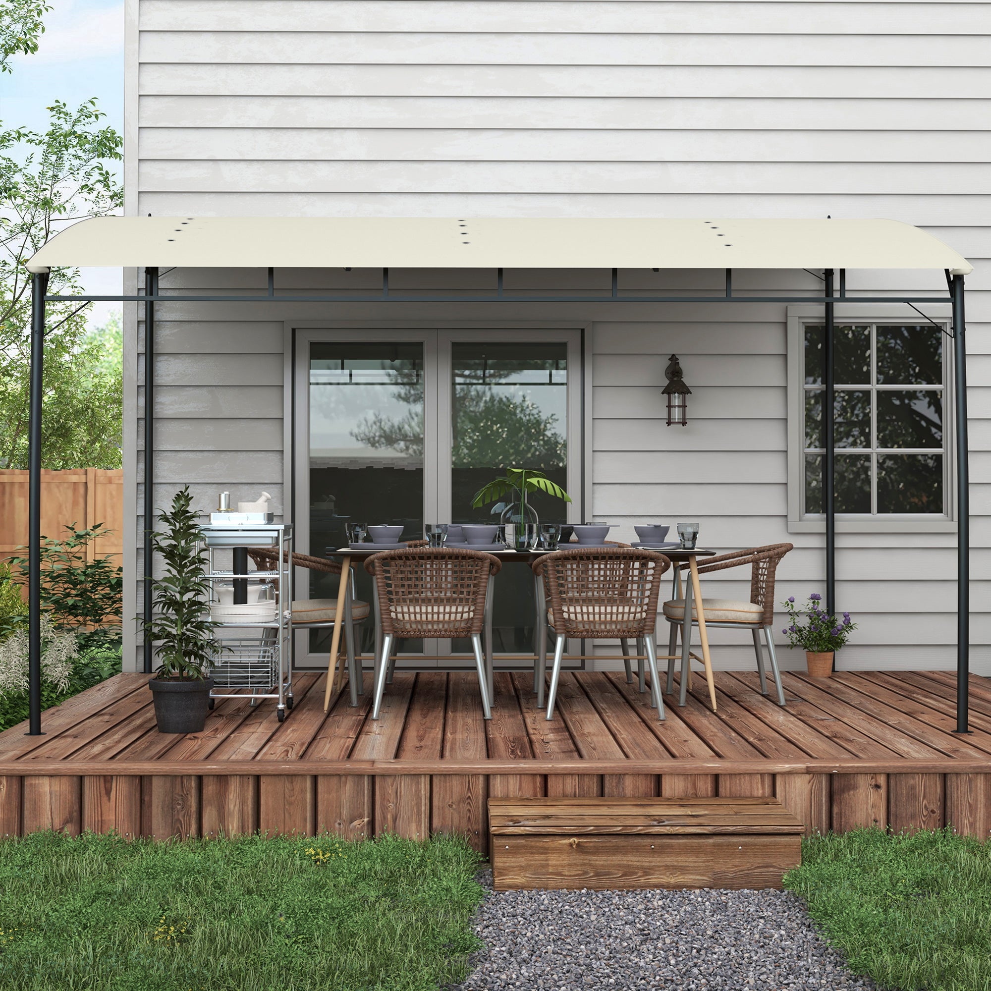Outsunny 3 x 4m Metal Frame Pergola - Cream - North Peak Garden Furniture