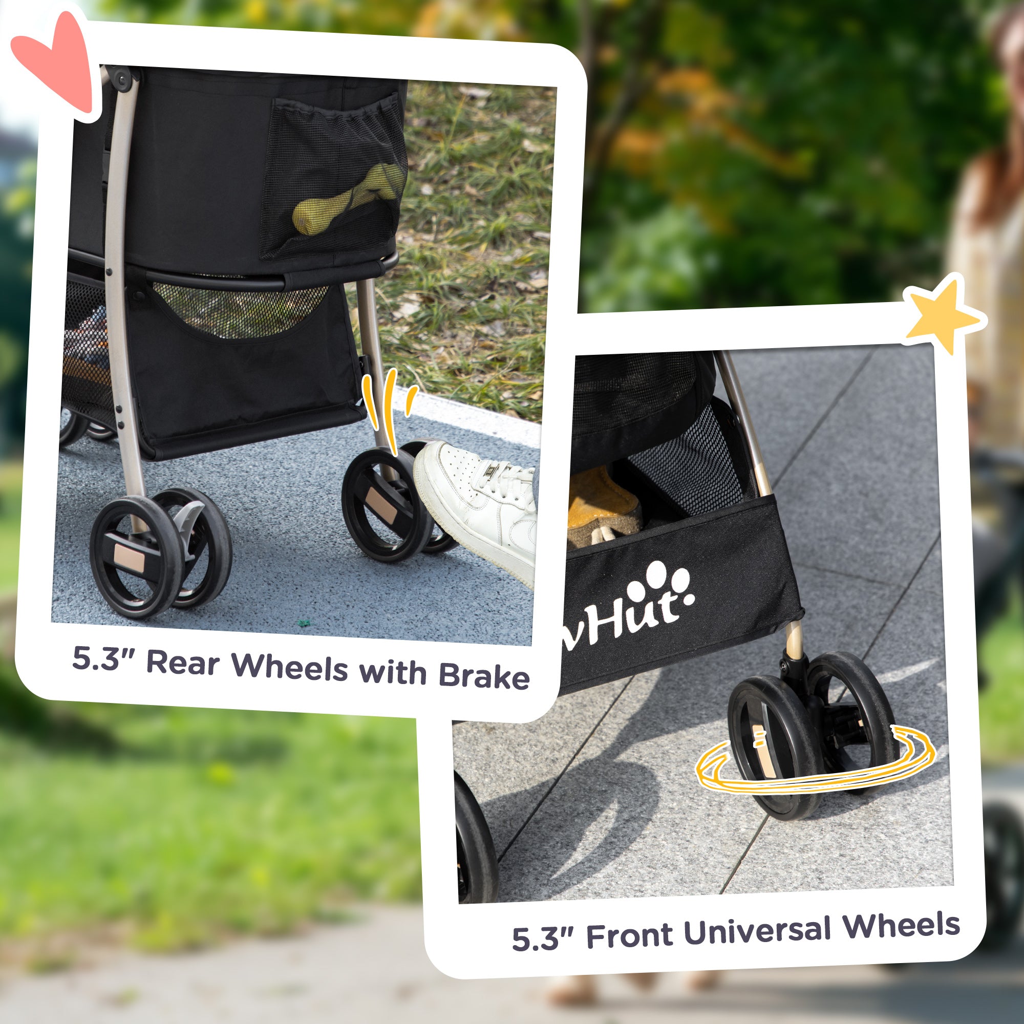 PawHut 3 In 1 Detachable Pet Stroller, for Extra Small and Small Dogs - Black - North Peak Garden Furniture