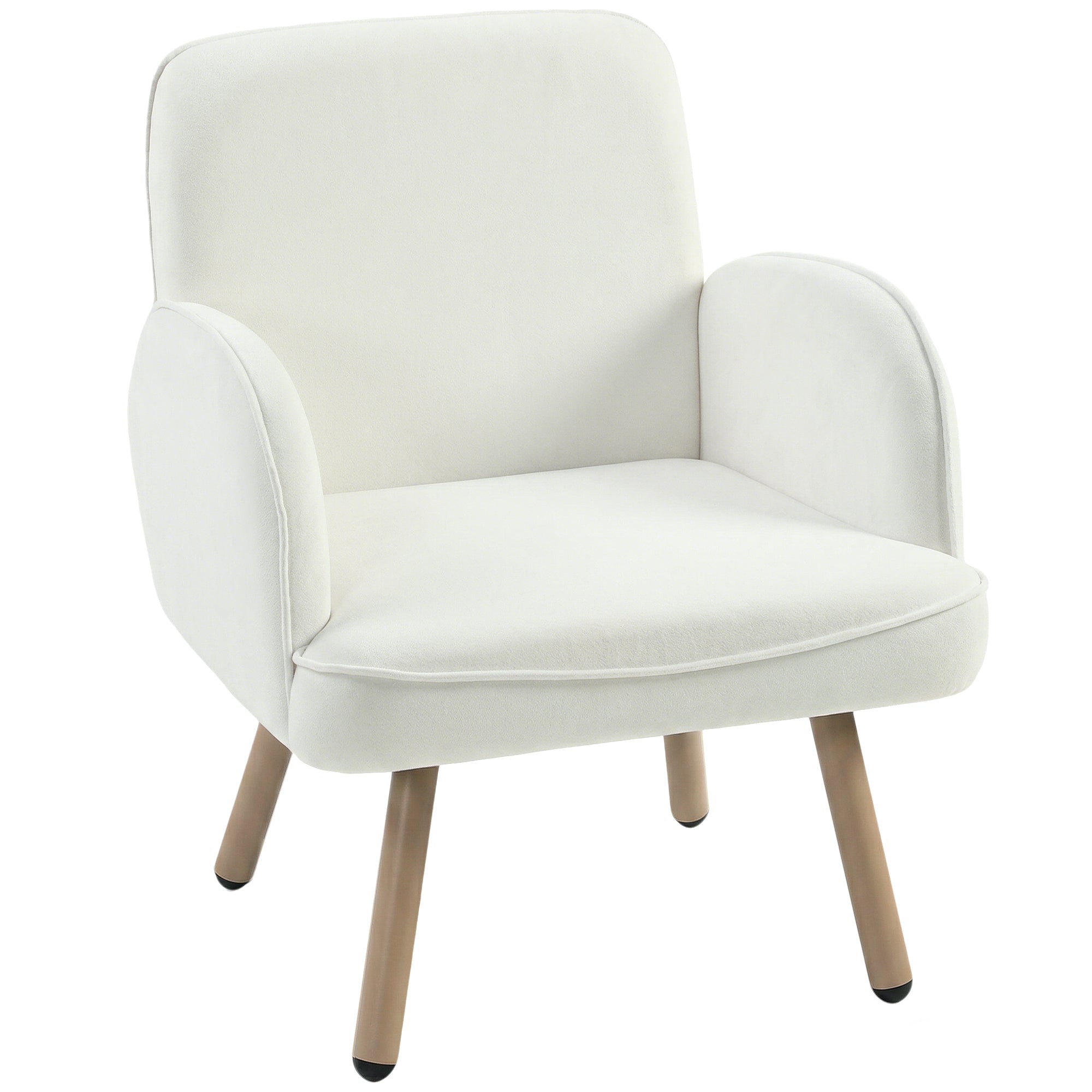 HOMCOM Lounge Chair Velvet Upholstered Armchair with Spring Cushion for Living Room Bedroom Cream White