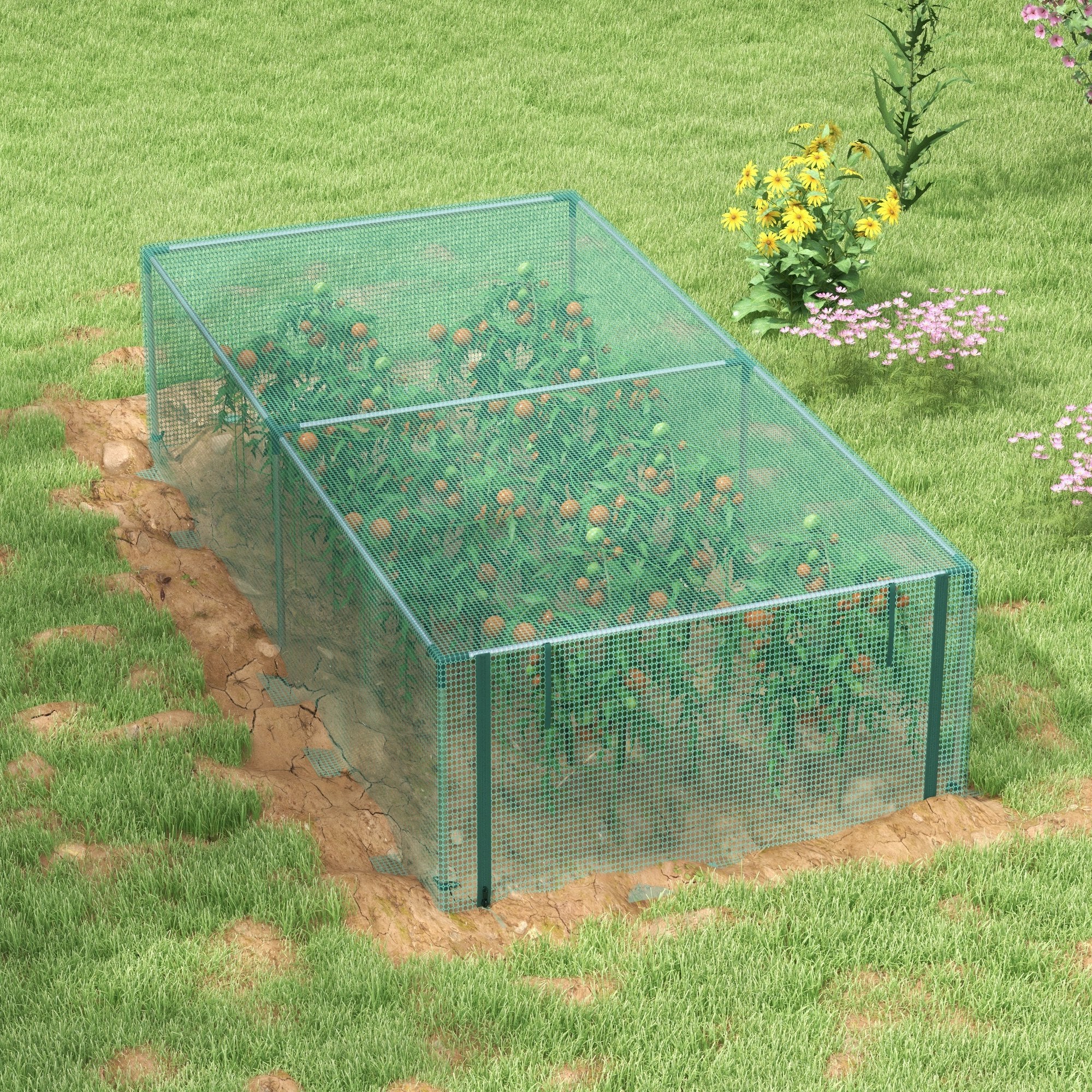 Outsunny 8' x 4' Plant Protection Cage, with Door, Green - North Peak Garden Furniture