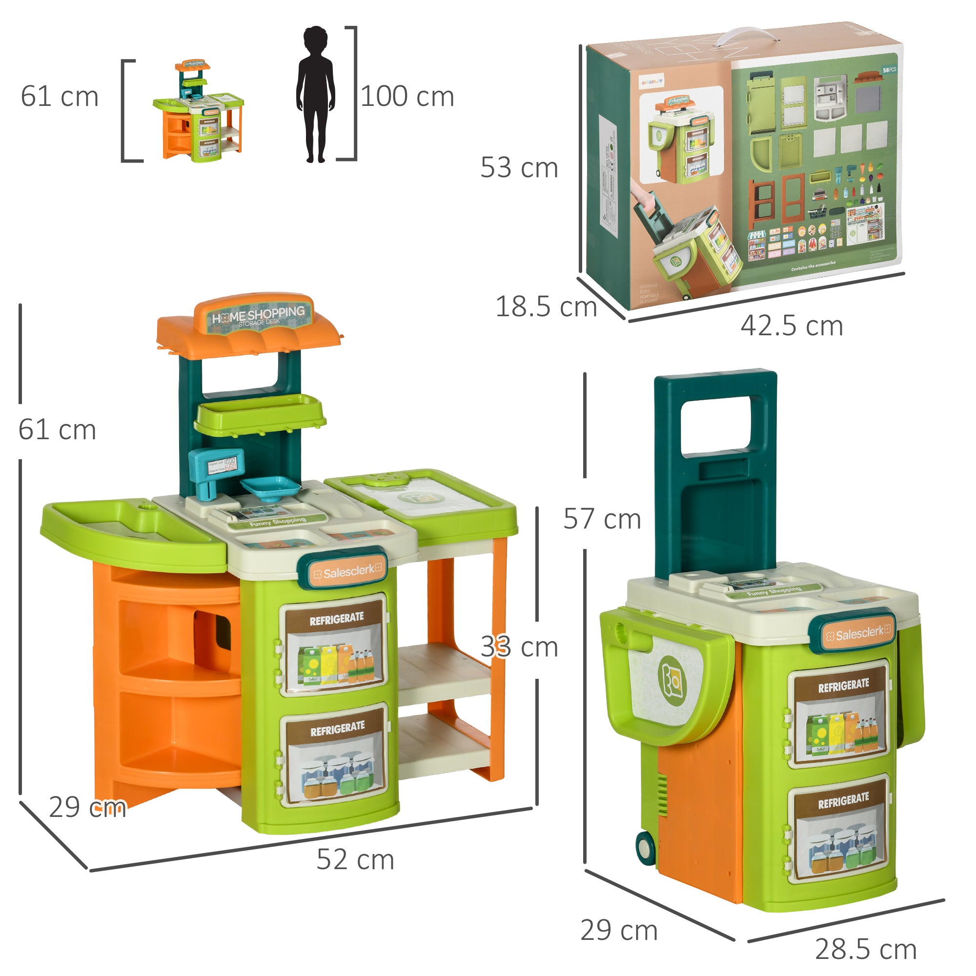 Aiyaplay Culinary Playset: Illuminated Kitchen Trolley with Realistic Sounds, Water Spritz & 49 Accessories for Budding Chefs, Multicoloured