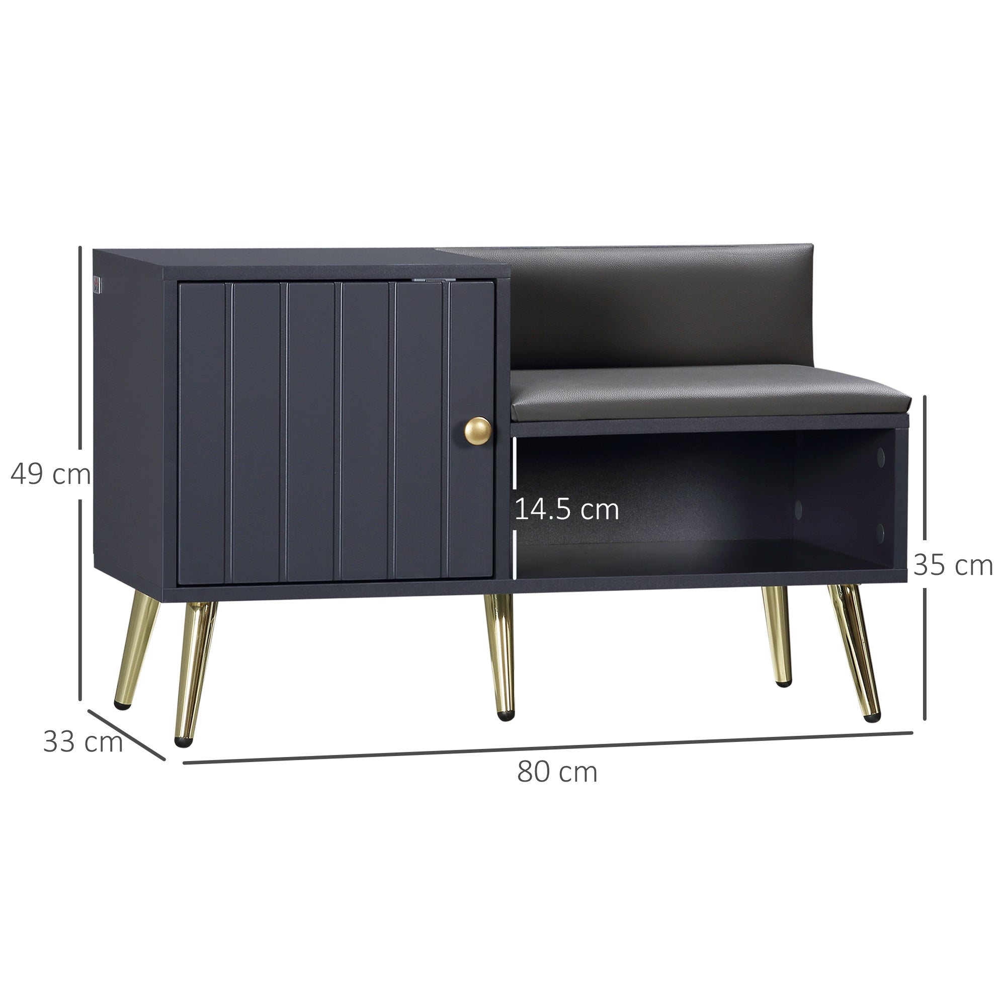 HOMCOM Shoe Storage Unit, with Padded Seat - Grey - North Peak Garden Furniture