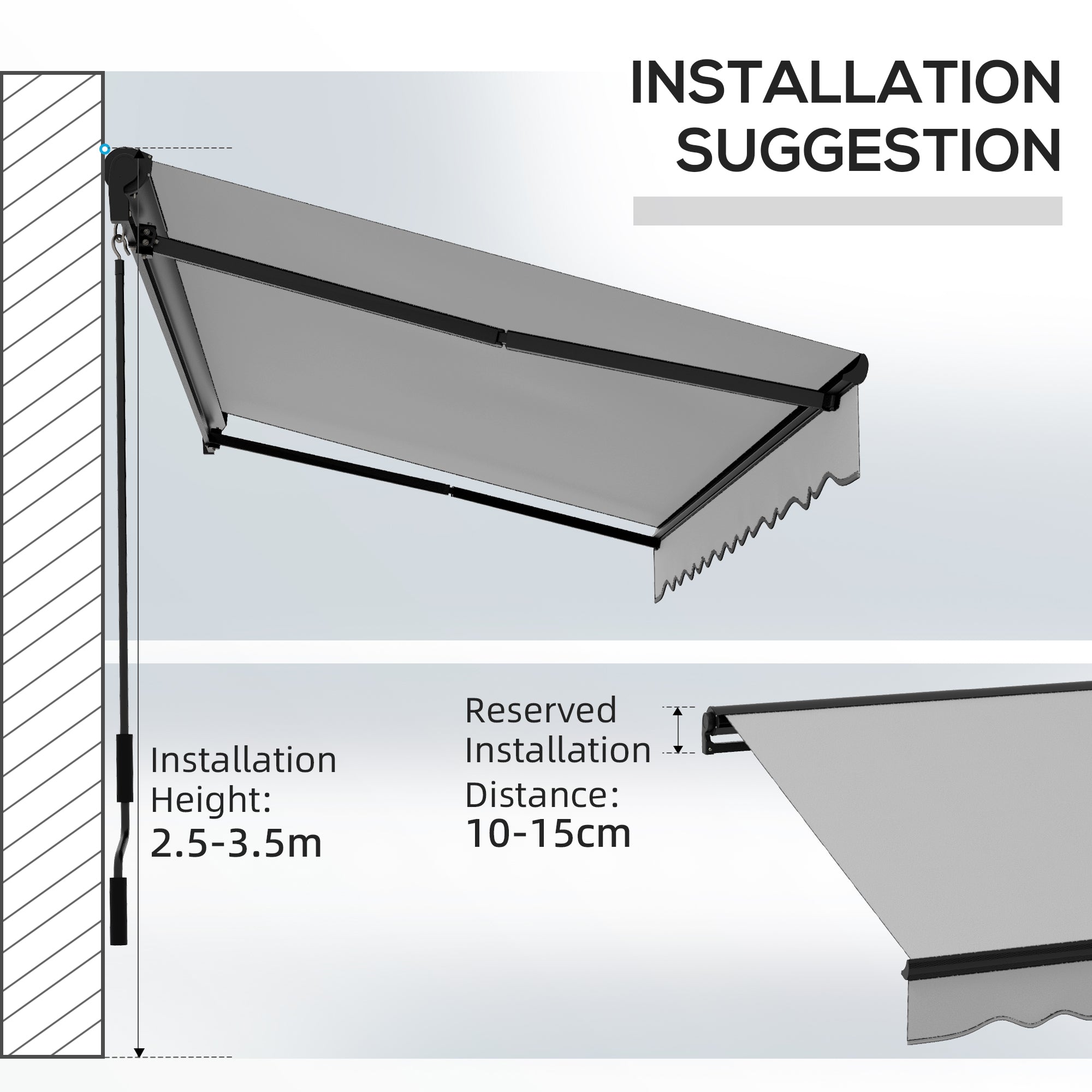 Outsunny 2.5 x 3.5m Aluminium Frame Electric Awning, with Remote - Light Grey - North Peak Garden Furniture