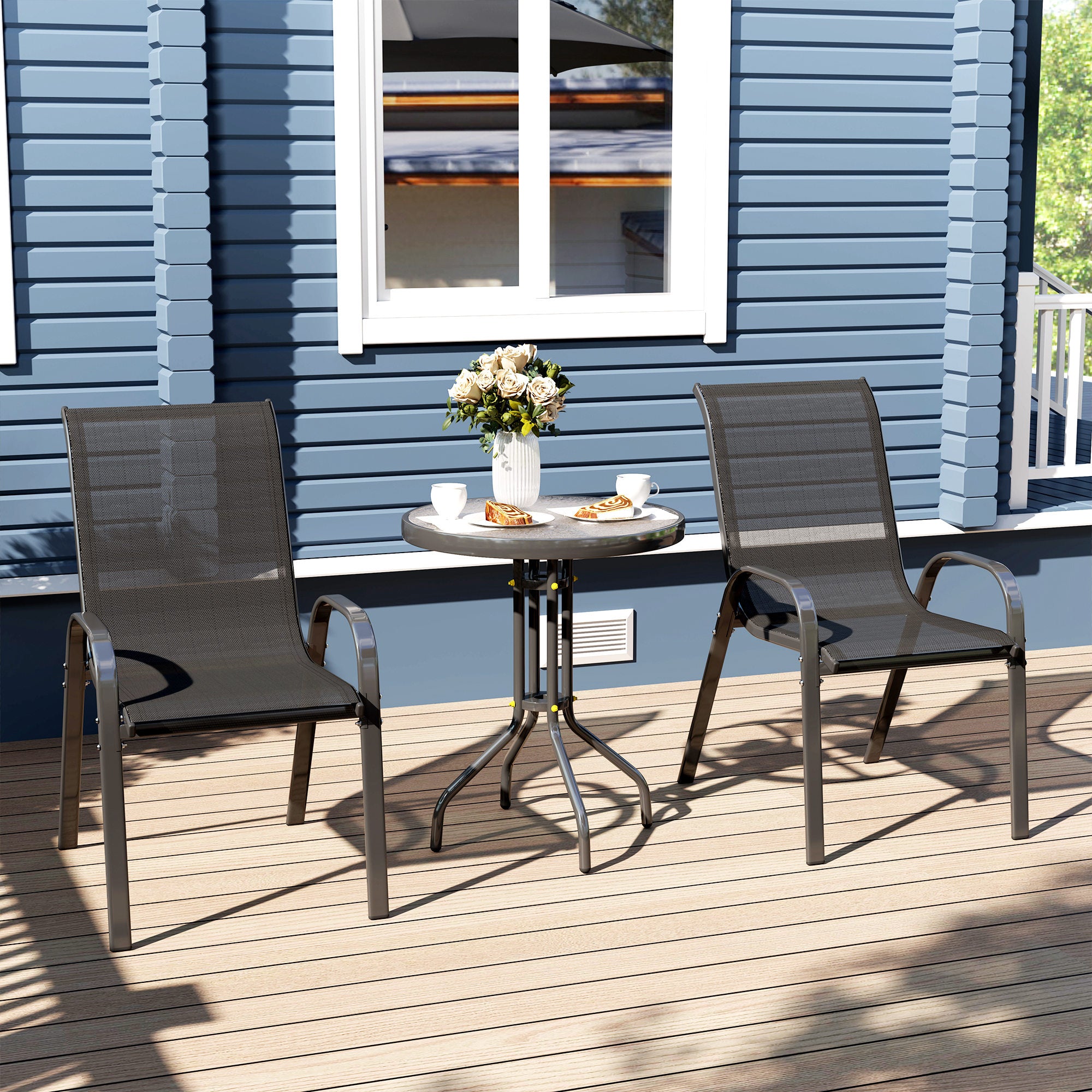 Outsunny Three-Piece Outdoor Garden Set - Black - North Peak Garden Furniture