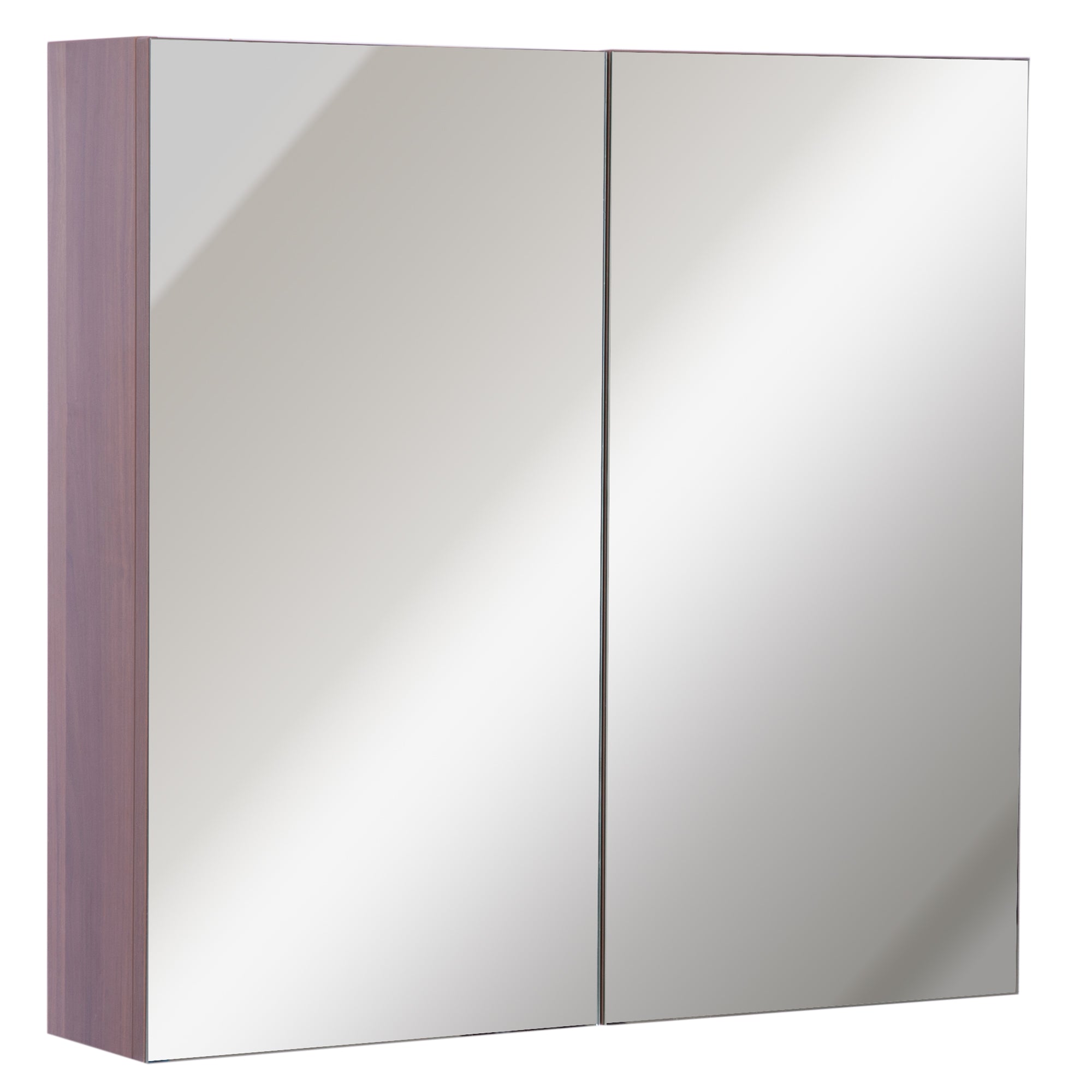 kleankin Double Door Bathroom Mirror Cabinet, Wall Mounted Bathroom Storage Cabinet, Soft Closing, 63L x 60Hcm