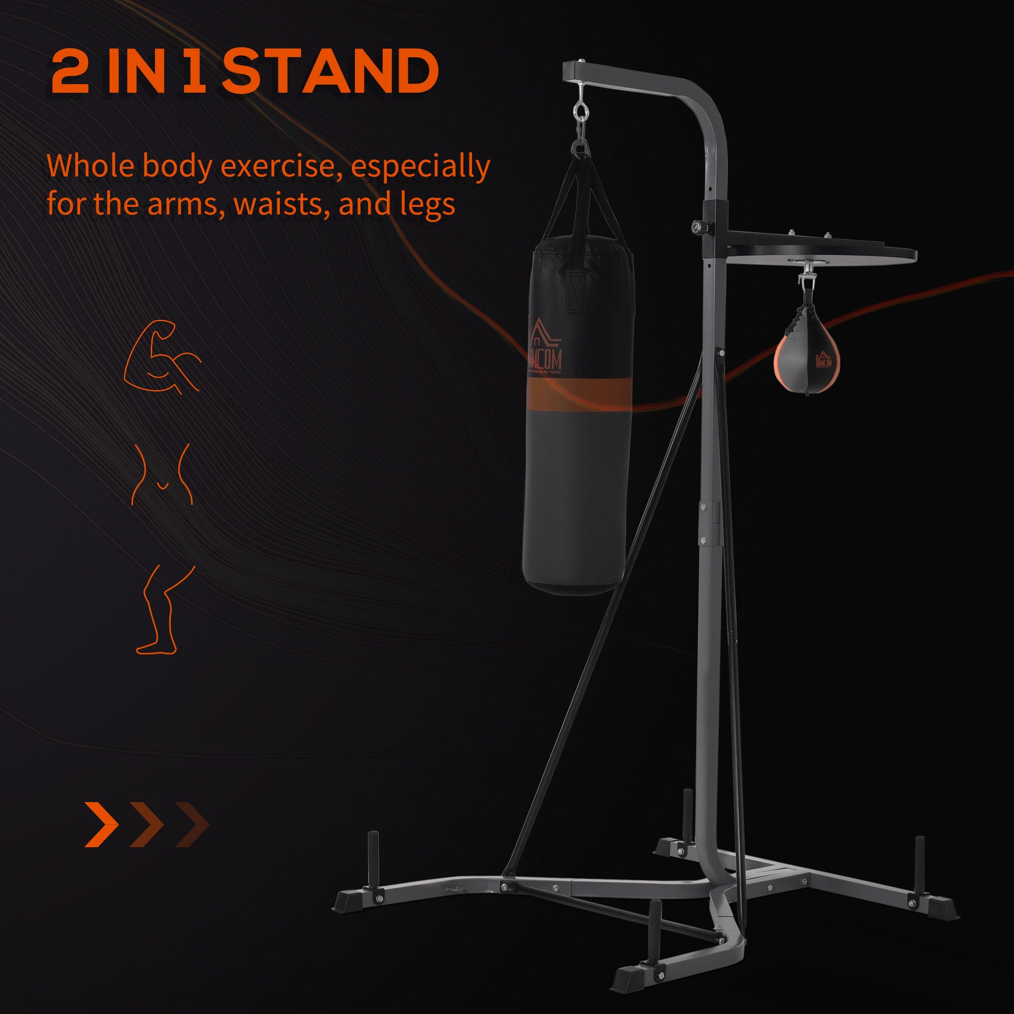 HOMCOM Freestanding Boxing Punch Bag & Speed Ball Station Hanging Frame Training Exercise Platform Home Gym Heavy Duty - North Peak Garden Furniture