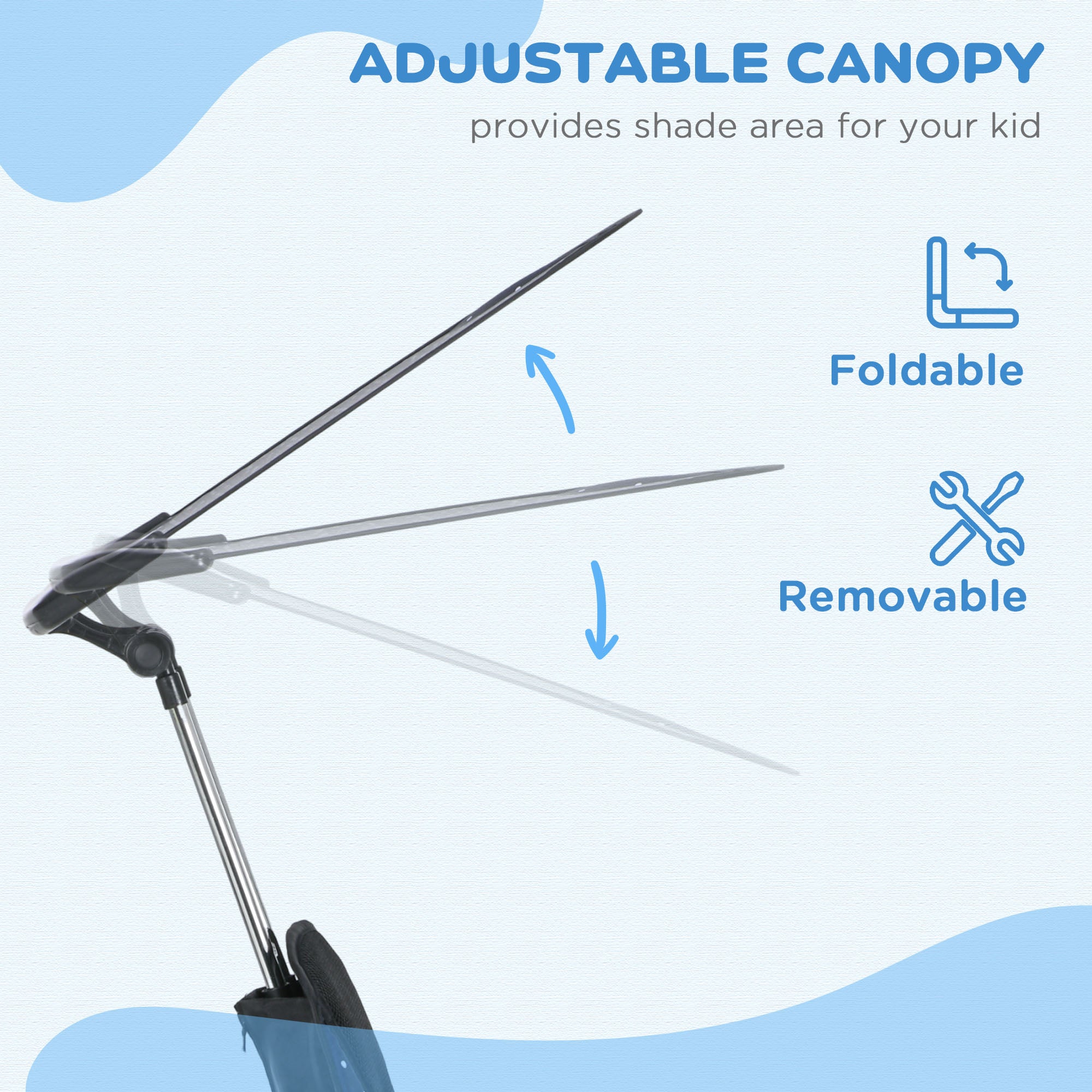HOMCOM 6 in 1 Tricycle for Kids with 5-point harness straps, Removable Canopy, Dark Blue - North Peak Garden Furniture